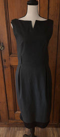 Eliza J dark grey midi dress front view classic elegant silhouette secondhand like new dresses Sassy and Chic