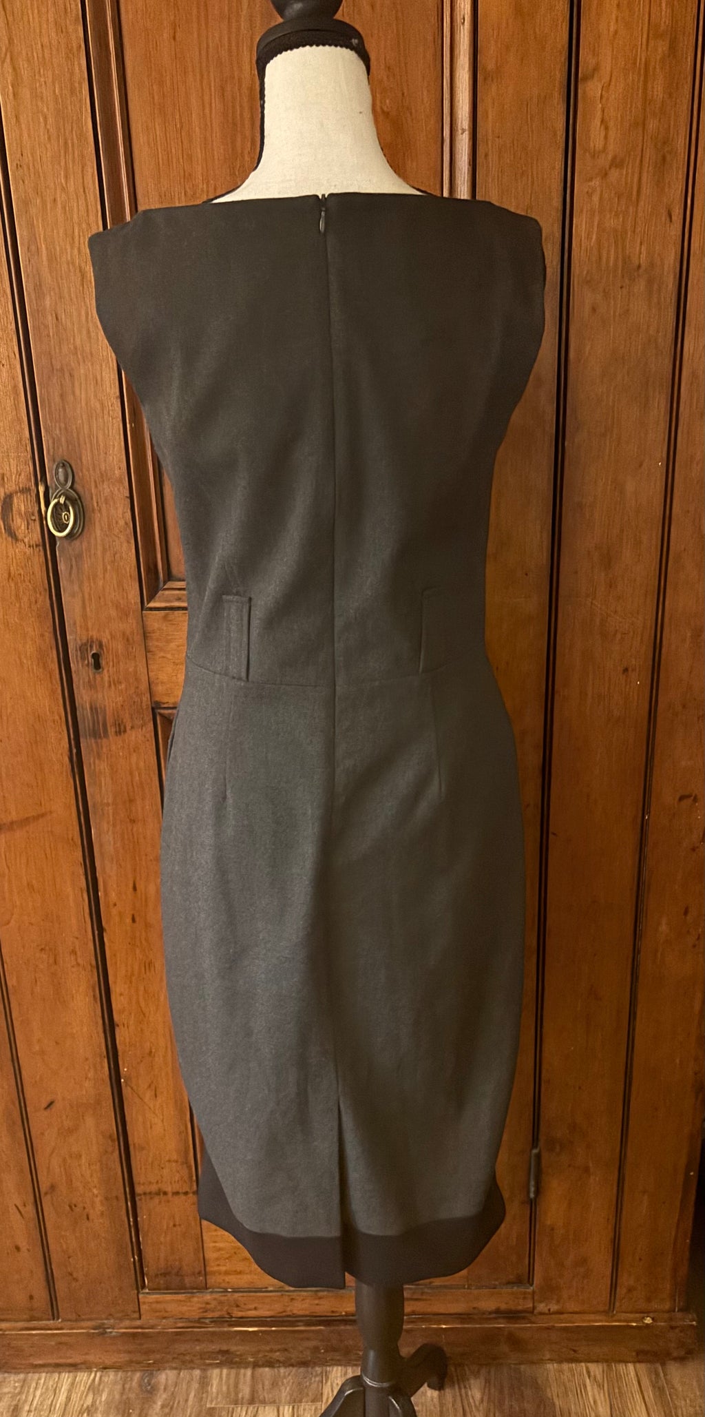 Eliza J dark grey midi dress back view secondhand like new dresses like new Sassy and Chic