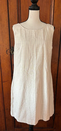 Banana Republic beige striped mini dress front view sleeveless silhouette thrifted dresses brand new tags Sassy and Chic