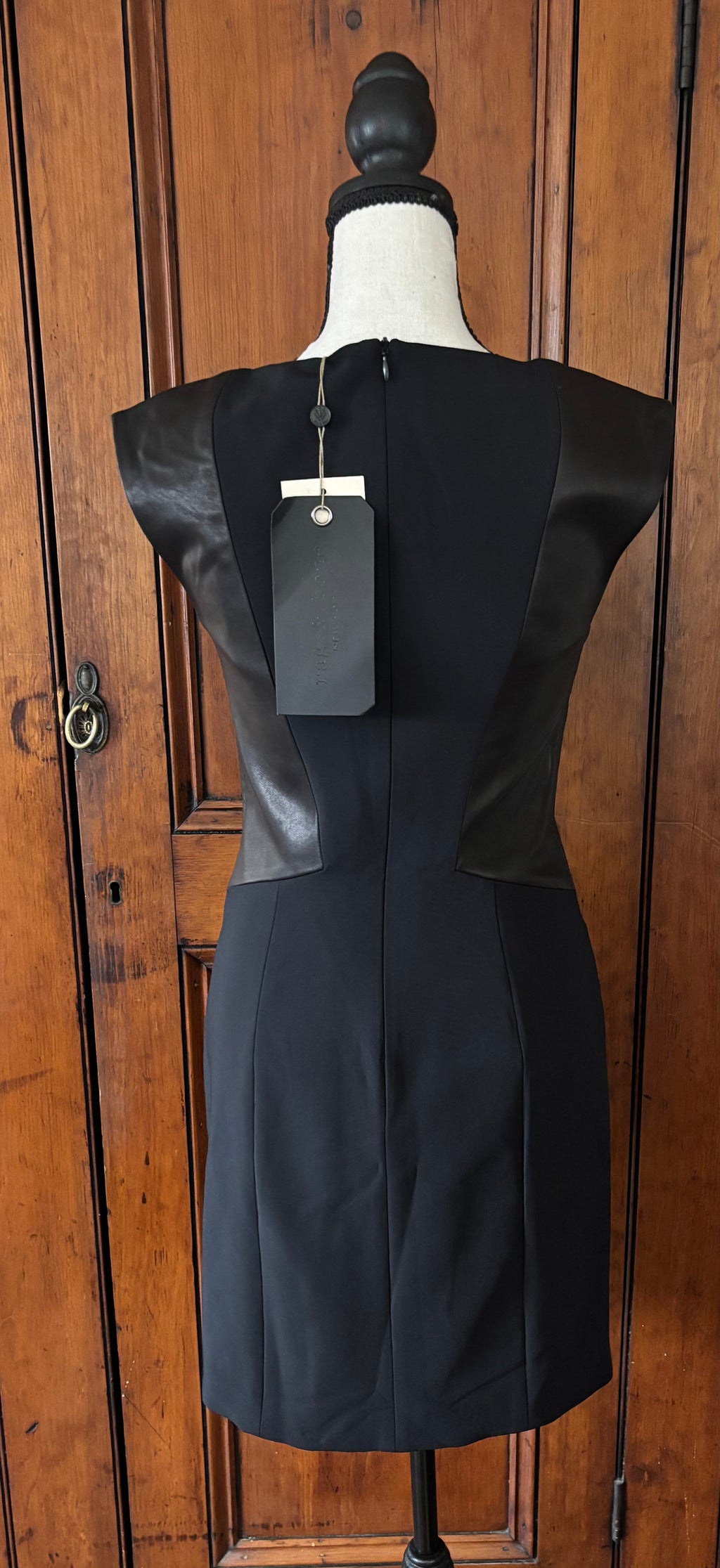 Rag and Bone black square neck cap sleeve dress back view thrifted designer cocktail dresses Sassy and Chic
