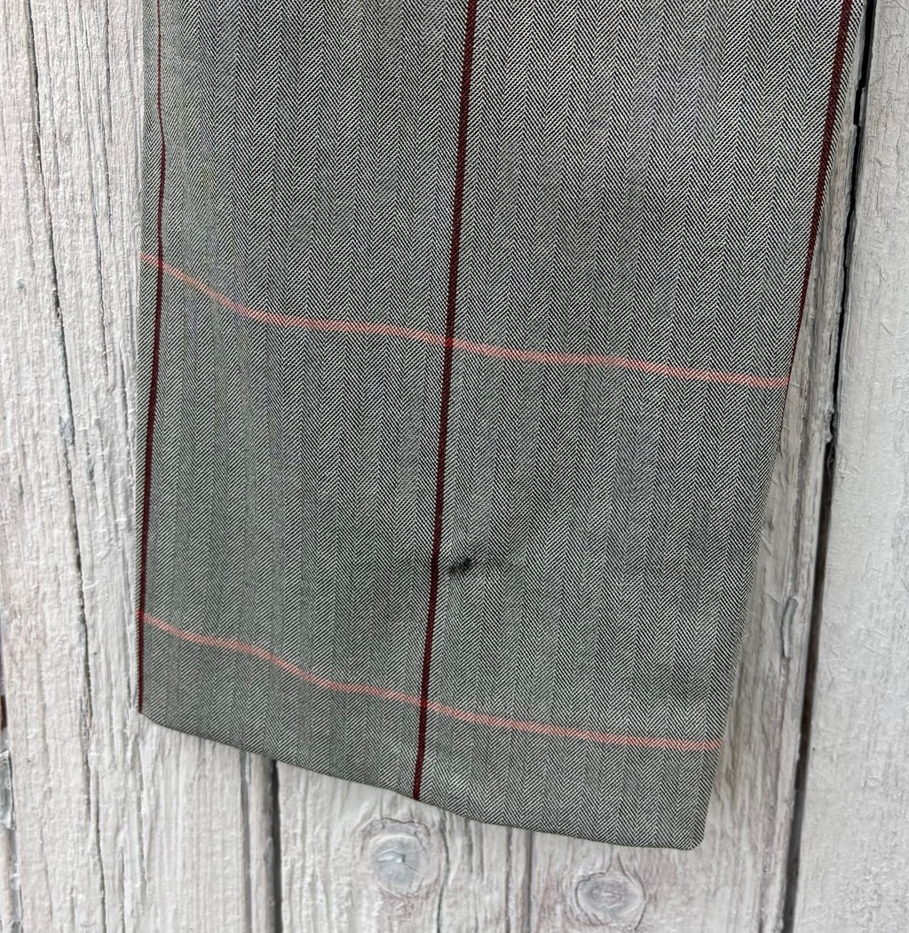 Rag and Bone grey plaid pants detail close up small spot back pant leg secondhand designer pants and trousers Sassy and Chic