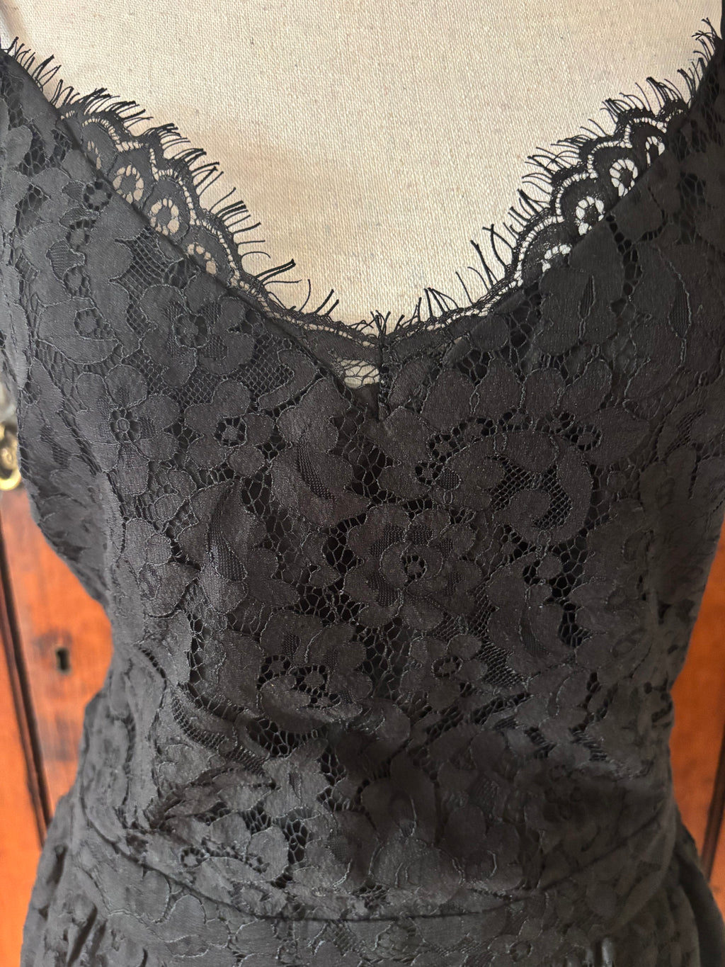 Joi black lace mini dress detail close up possible minor lace flaw as shown brand new with tags Sassy and Chic