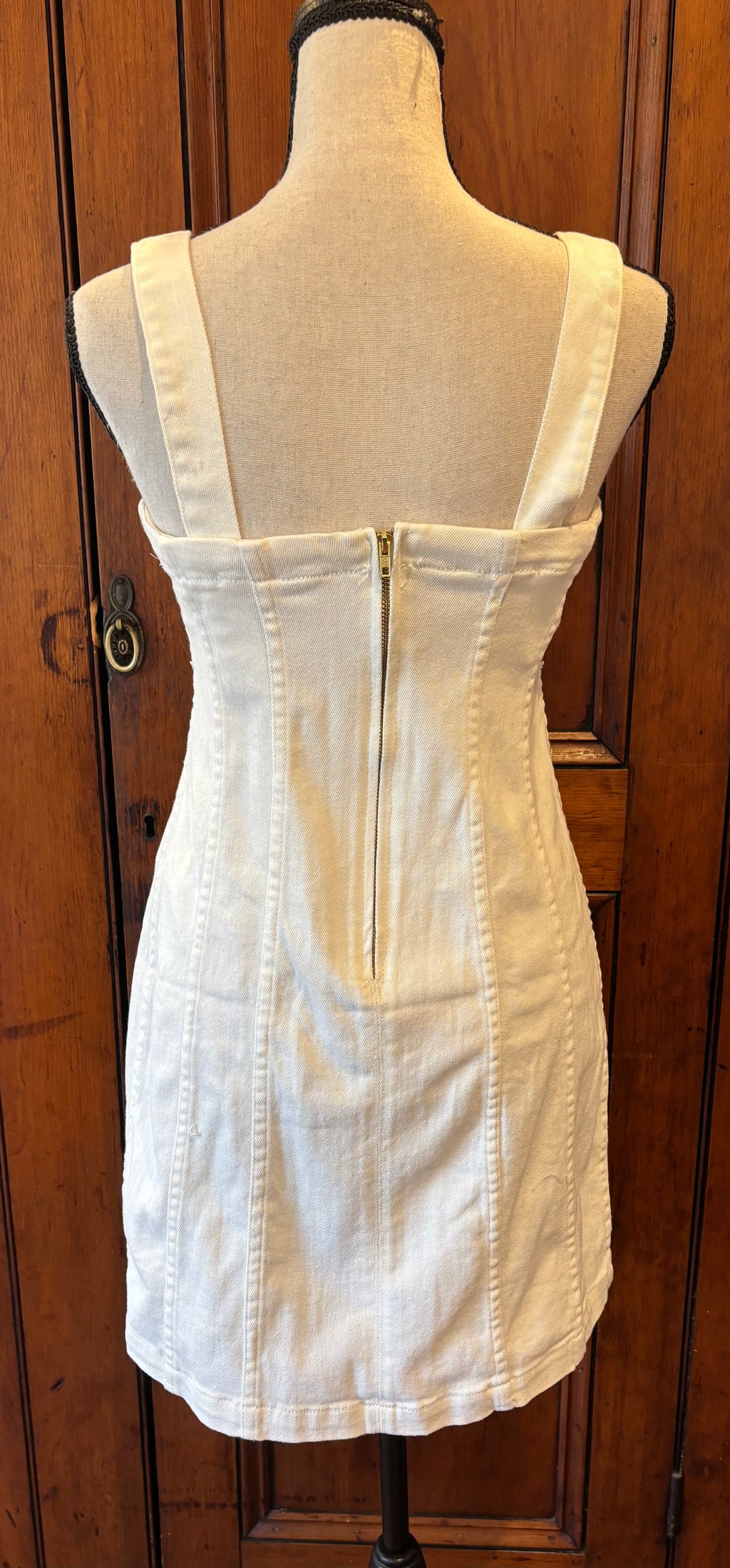 Show Me Your Mumu white square neck mini dress back view thrifted dresses brand new with tags Sassy and Chic
