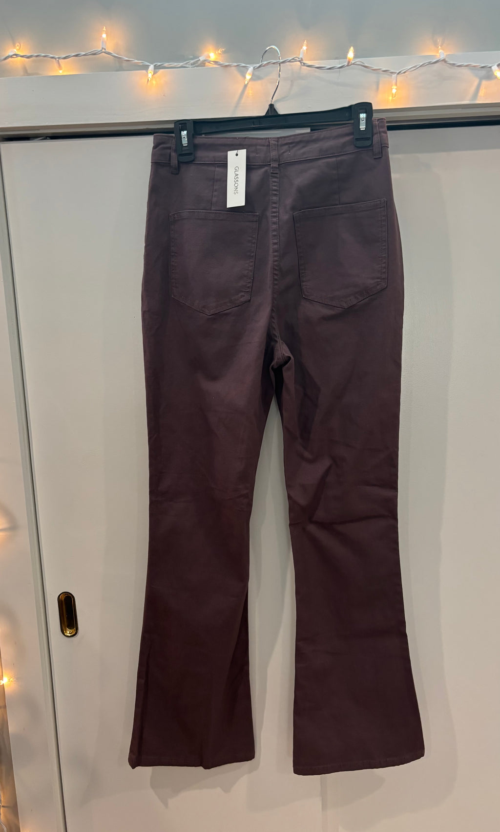 Glassons light eggplant straight leg pants back view thrifted pants and trousers brand new with tags Sassy and Chic
