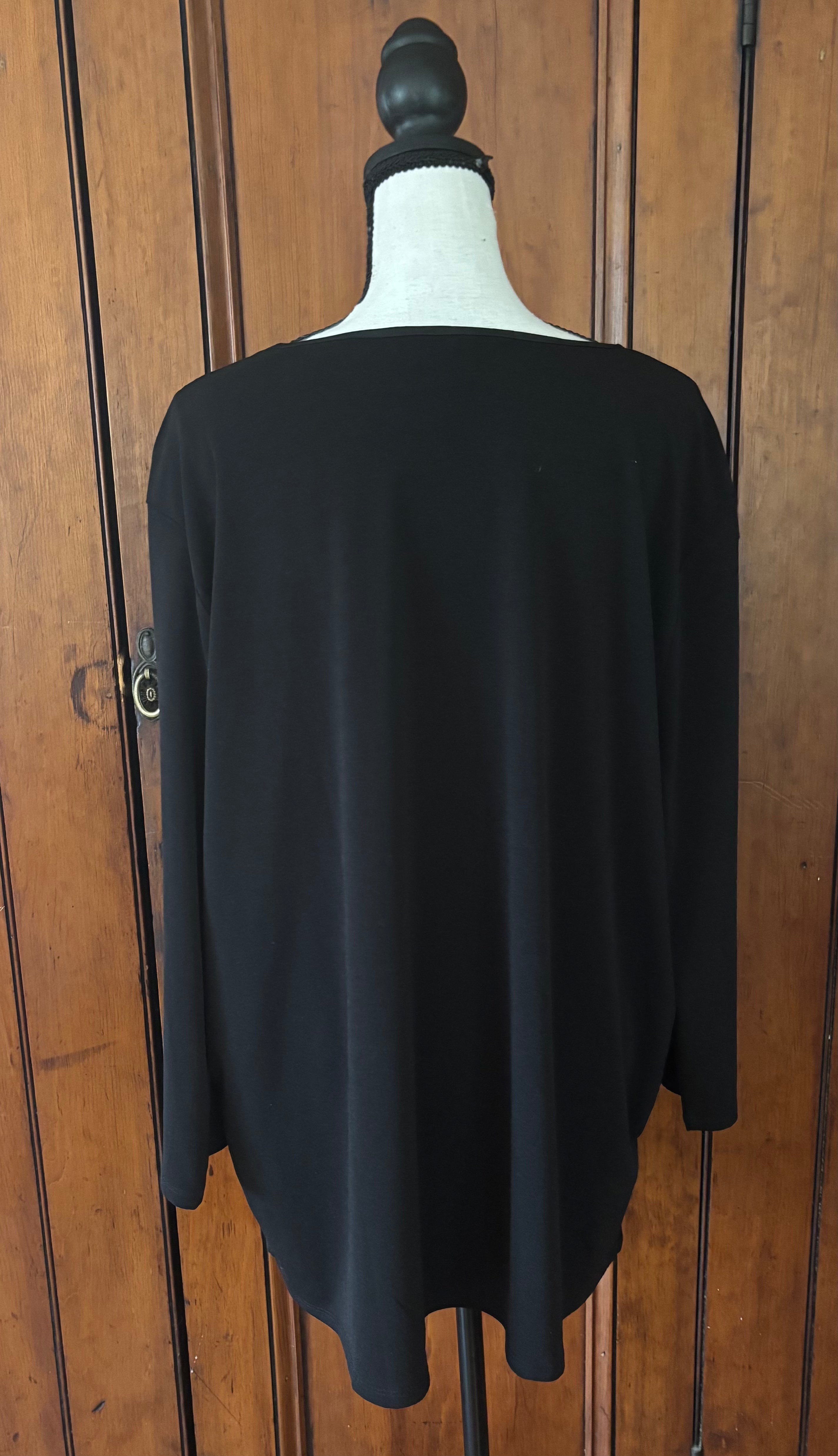 Banana Republic black long sleeve henley back view V-neck pre-owned tops and blouses like new Sassy and Chic