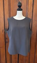 Linda Allard Ellen Tracy dark grey sleeveless top front view pre-owned like new tops and blouses Sassy and Chic
