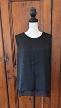 Vince black sleeveless top front view round neckline like new pre-loved tops and blouses Sassy and Chic