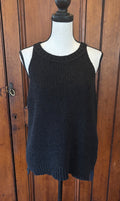 Point Sur by J.Crew black sleeveless sweater size XLfront view relaxed oversized silhouette pre-loved sweaters like new Sassy and Chic