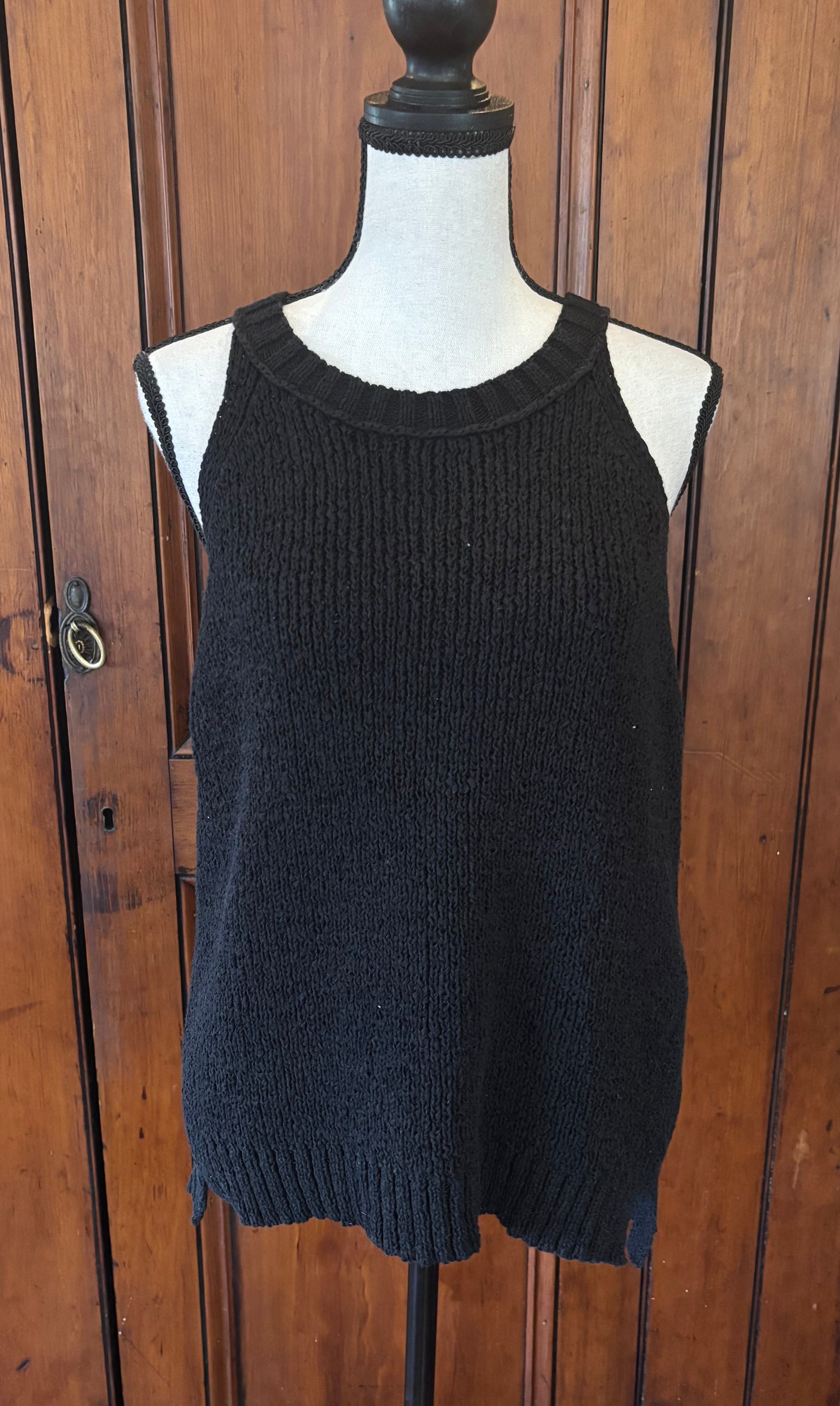Point Sur by J.Crew black sleeveless sweater size XLfront view relaxed oversized silhouette pre-loved sweaters like new Sassy and Chic