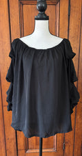 second chance tops and blouses, long sleeve Catherine Malandrino black blouse