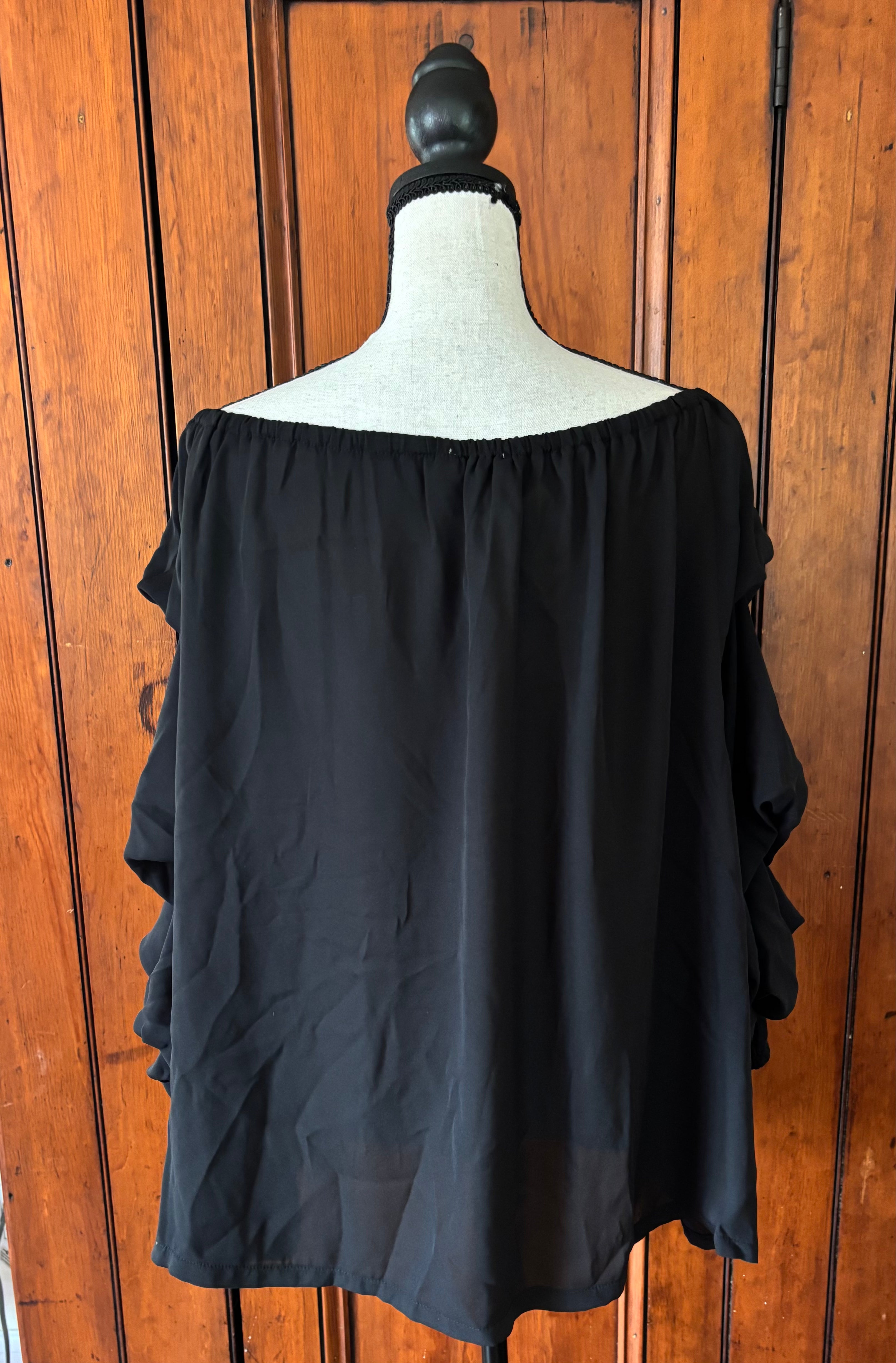 second chance tops and blouses, long sleeve Catherine Malandrino black blouse