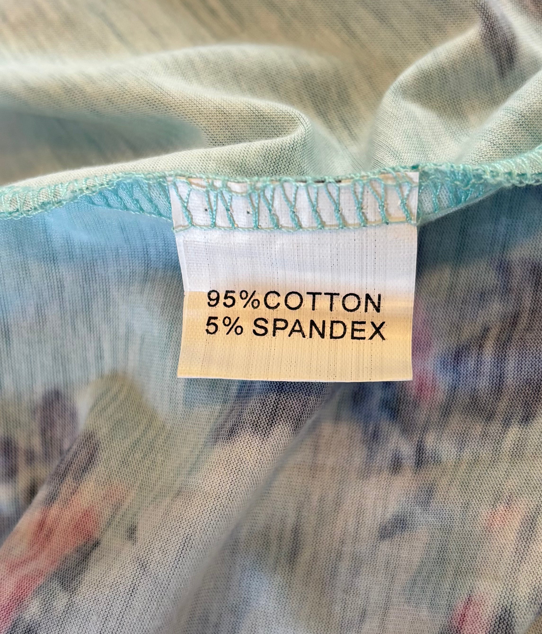 Pre-loved dresses like new. OUGES turquoise floral wrap midi dress periwinkle pink flowers V-neck pockets like new pre-loved Sassy and Chic