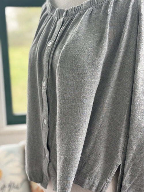 Cloth and Stone grey boat neck top close up view