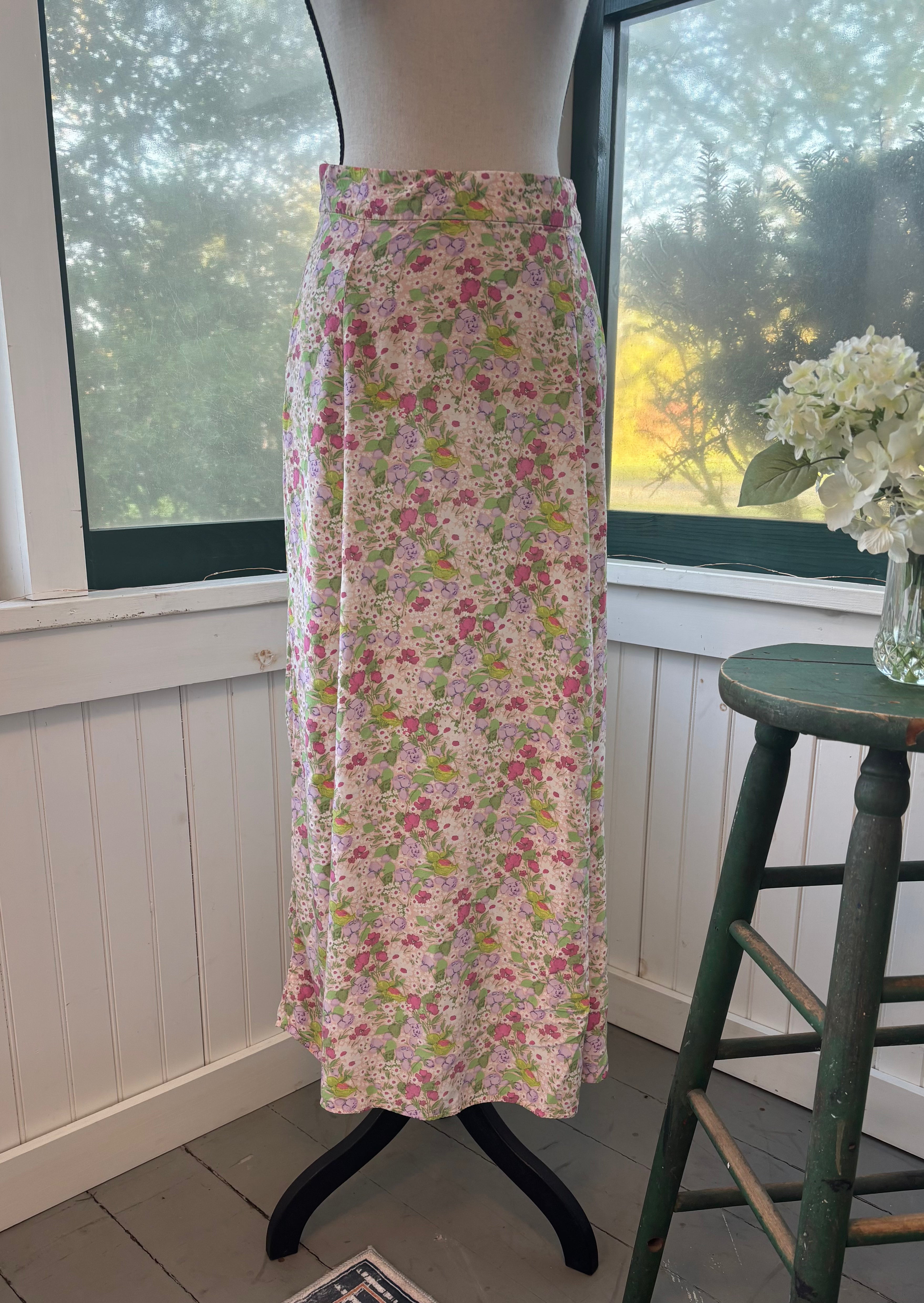 Paris Atelier floral maxi skirt size 4 pastel print like new front view