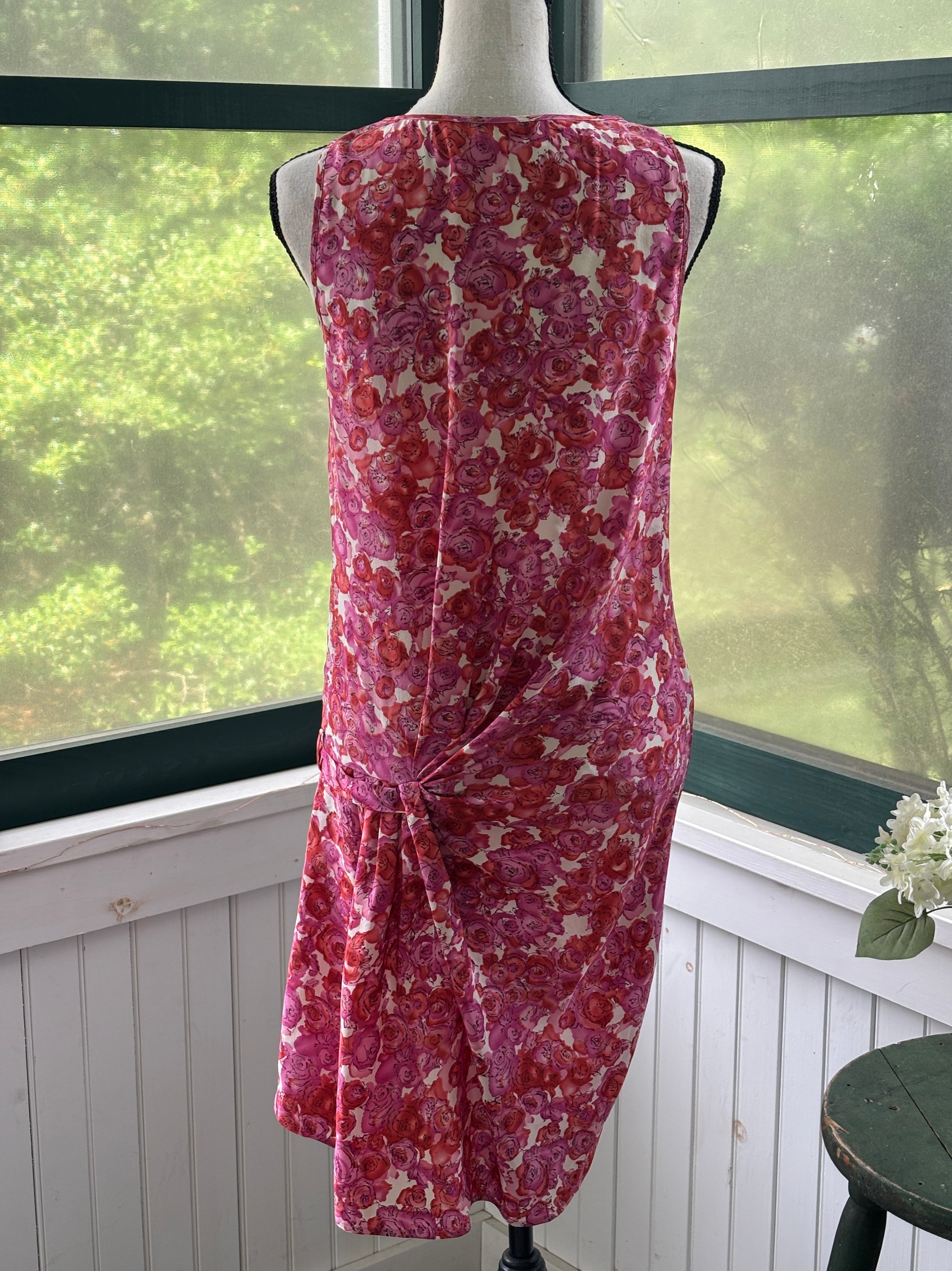 Thakoon Addition Silk Floral Draped Mini Dress | Pink & Red | Size 4 | Like New
