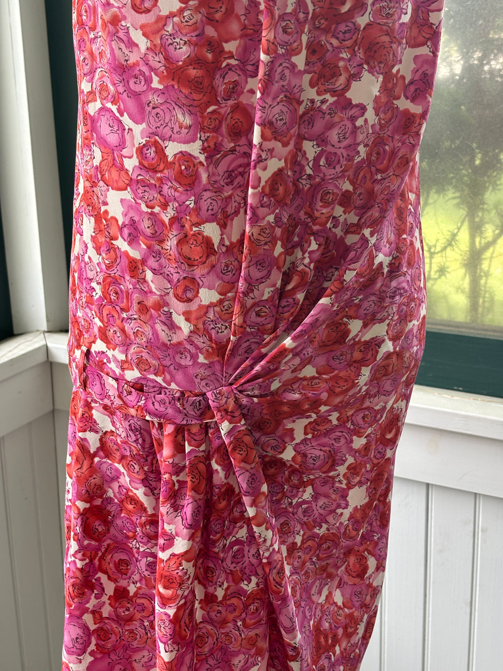 Thakoon Addition Silk Floral Draped Mini Dress | Pink & Red | Size 4 | Like New