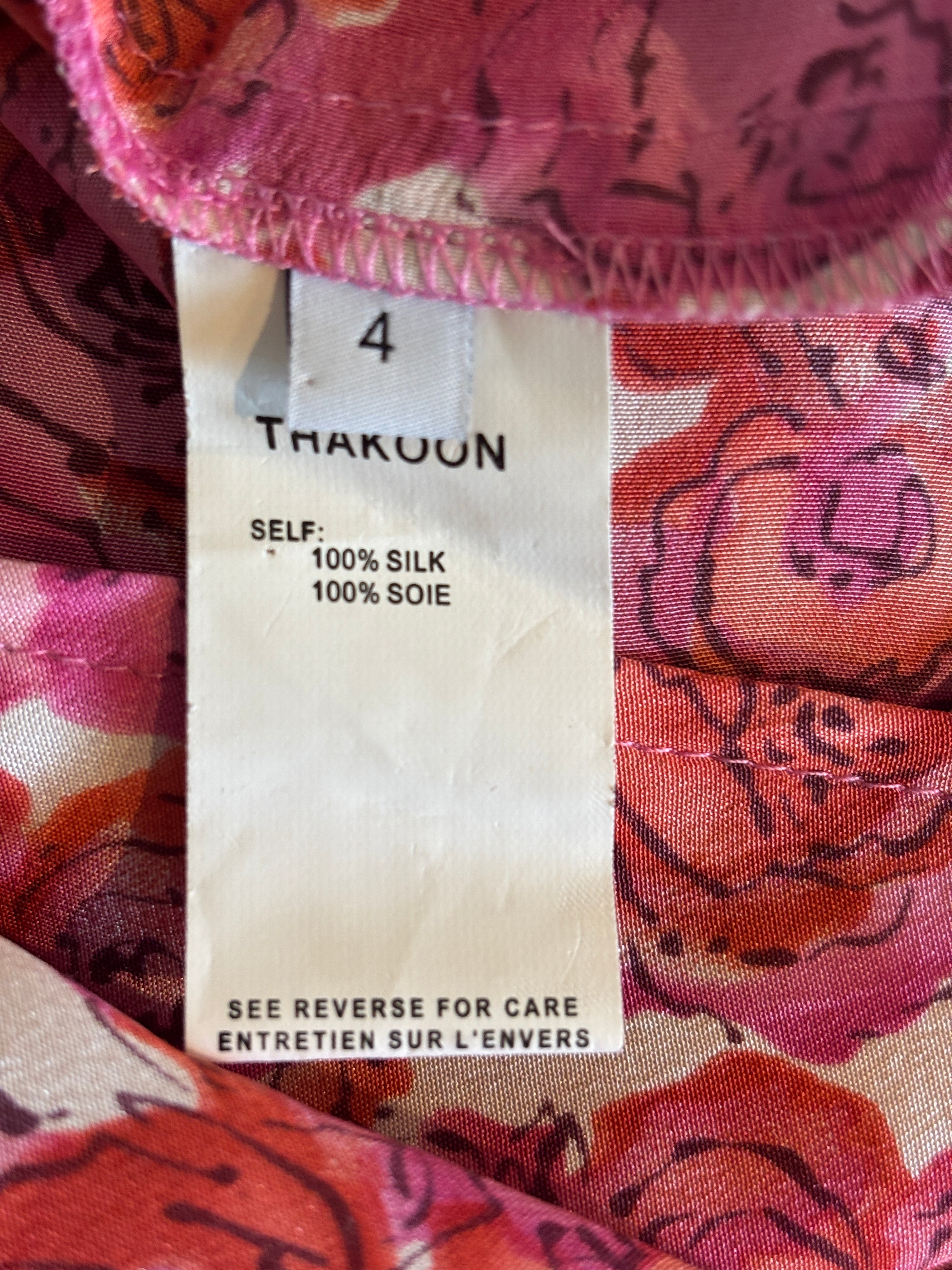 Thakoon Addition Silk Floral Draped Mini Dress | Pink & Red | Size 4 | Like New