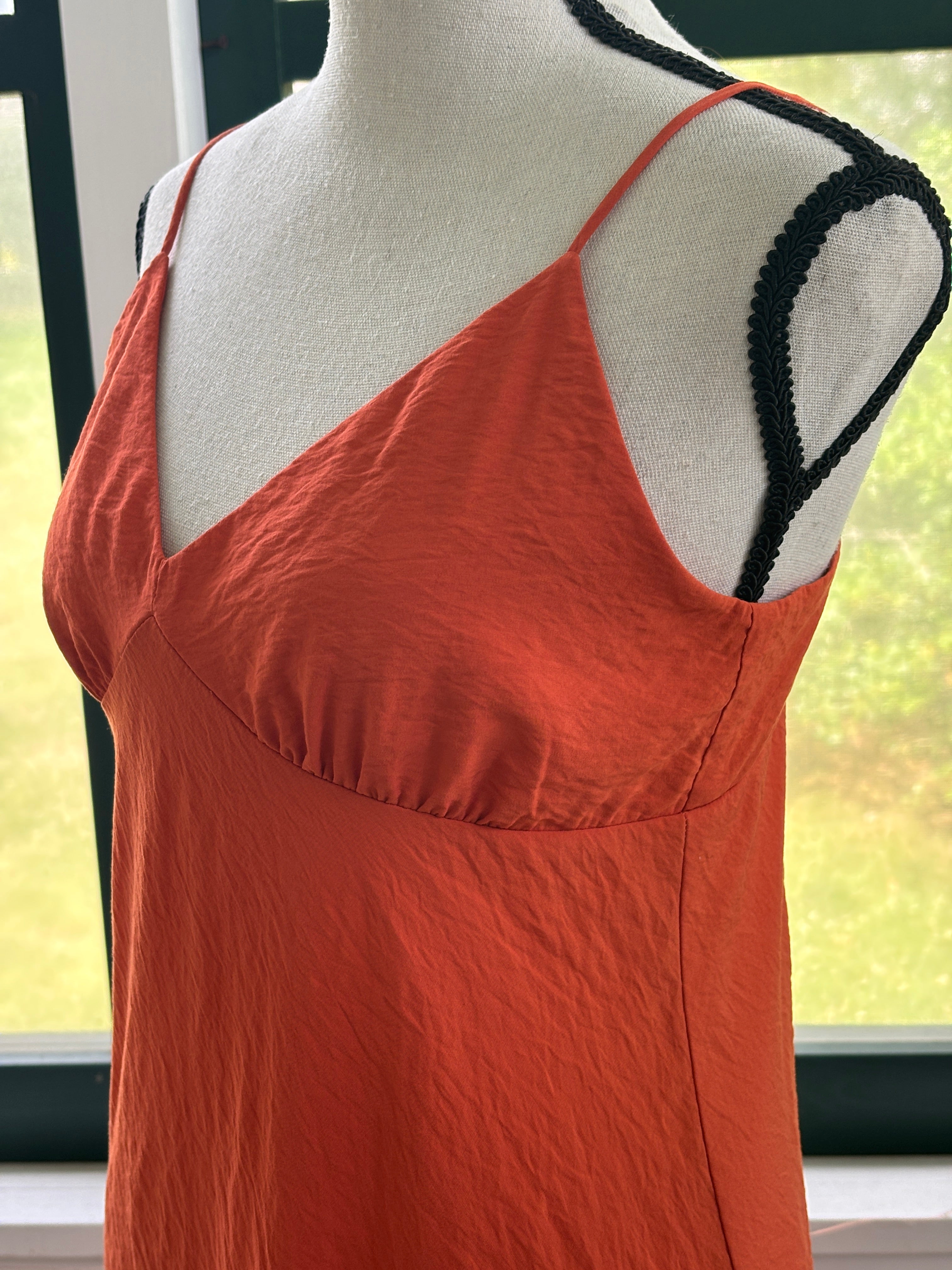 Madewell Tie Back Slip Dress | Rust Orange | Size 4 | Like New