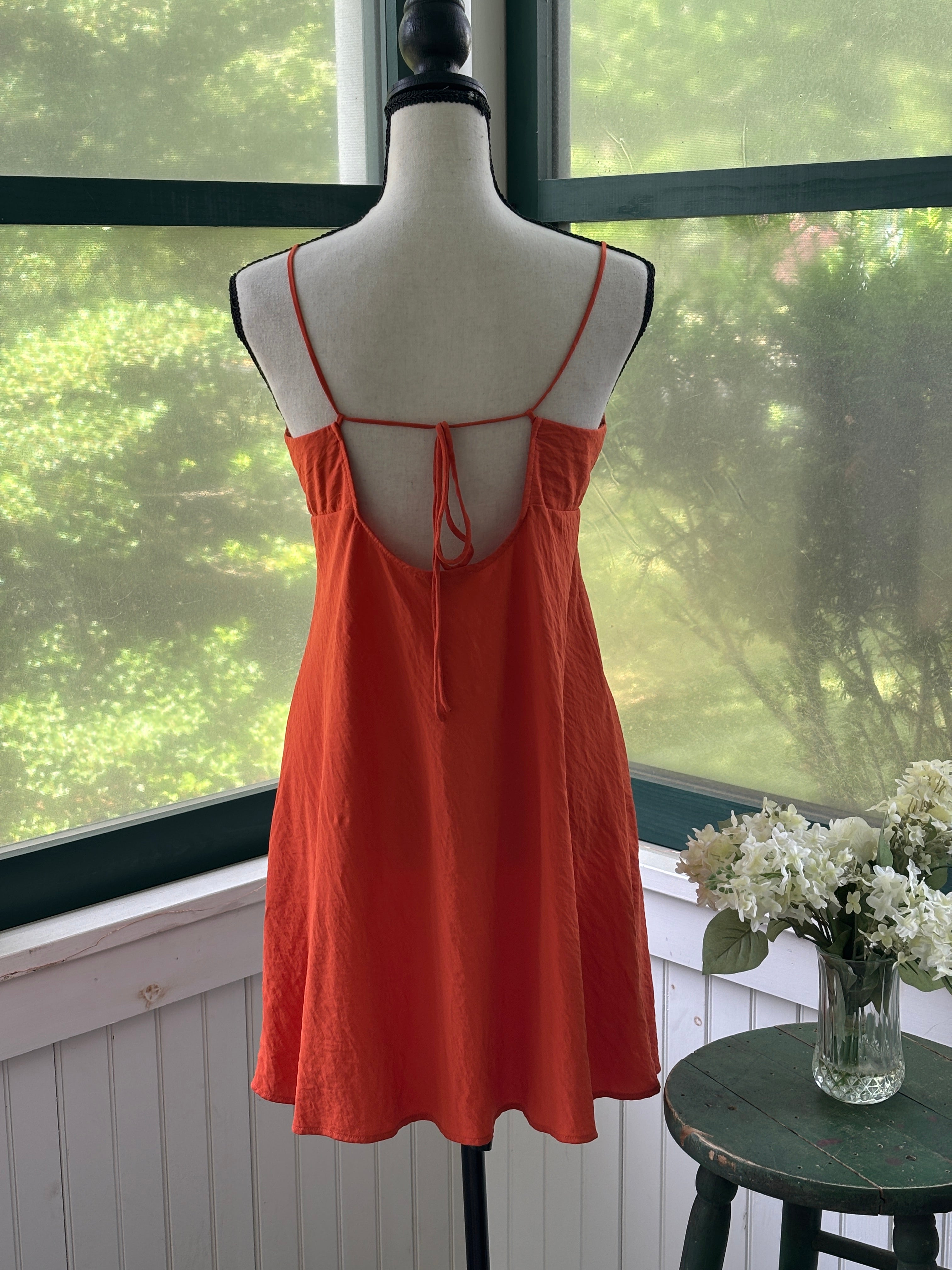 Madewell Tie Back Slip Dress | Rust Orange | Size 4 | Like New