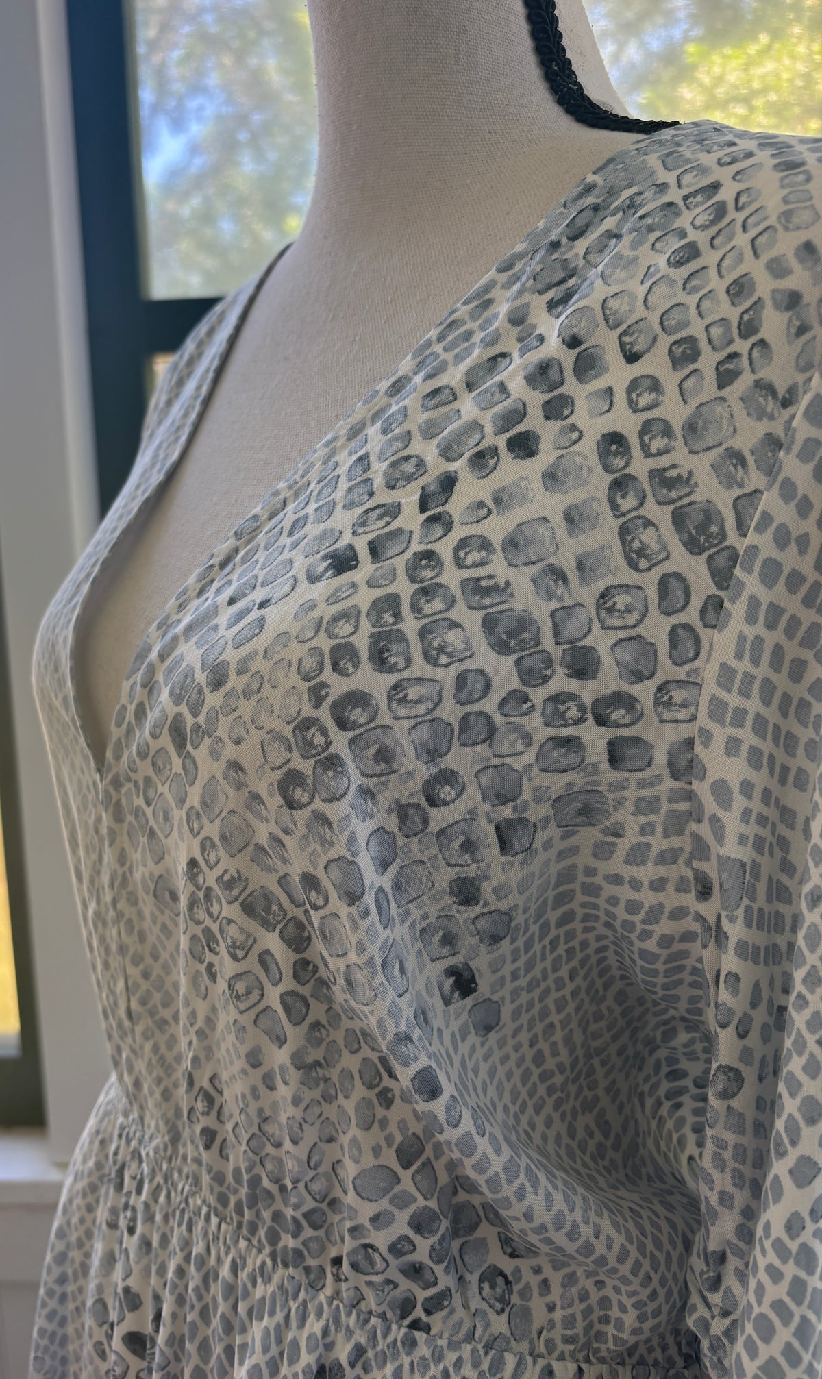 Buddy Love Paltrow Snake Print Tiered Dress | Grey & White | Size Large | New with Tags