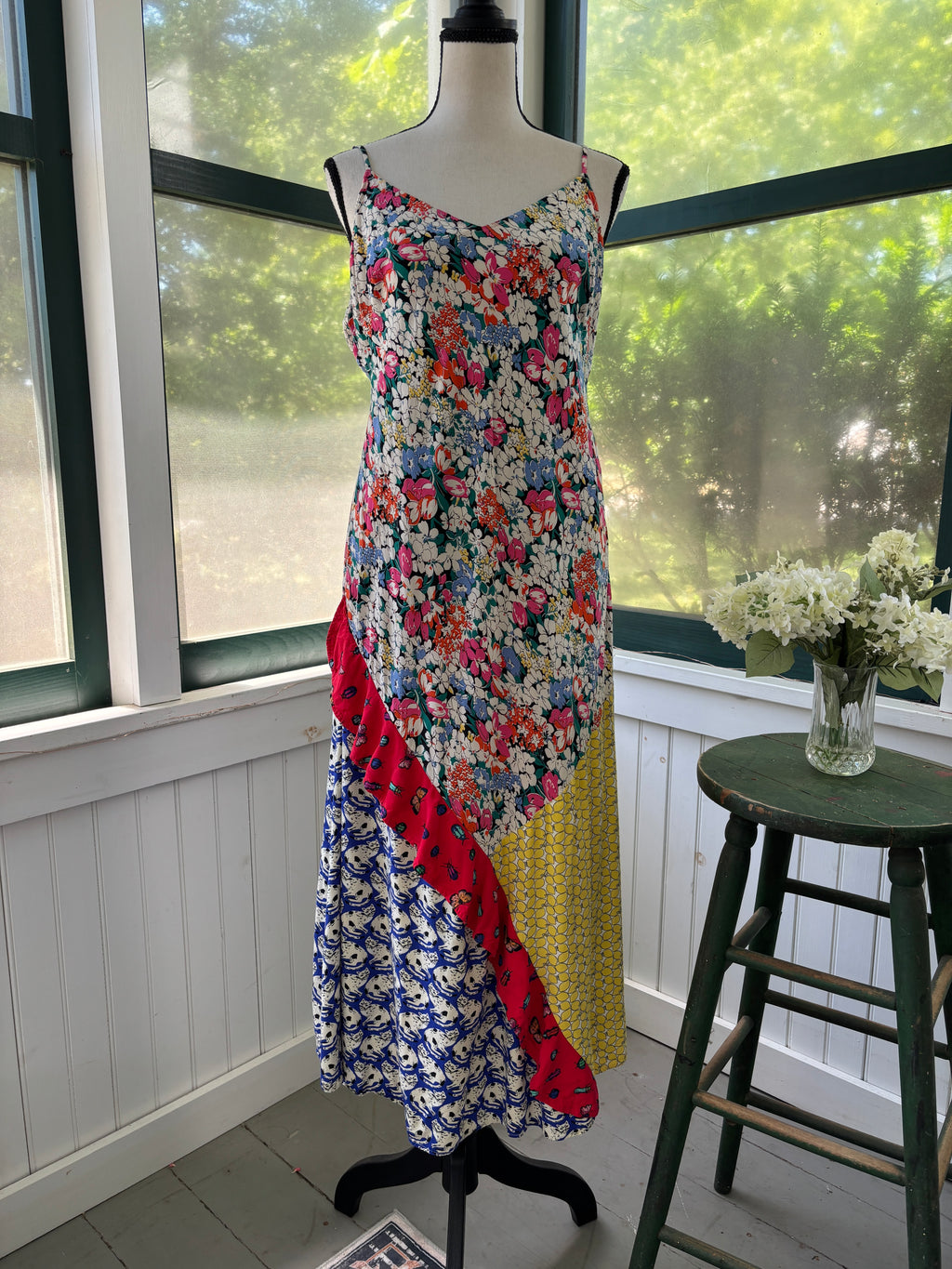Anthropologie Patchwork Slip Dress | 52 Conversations Colloquial Bias | Size M | Like New