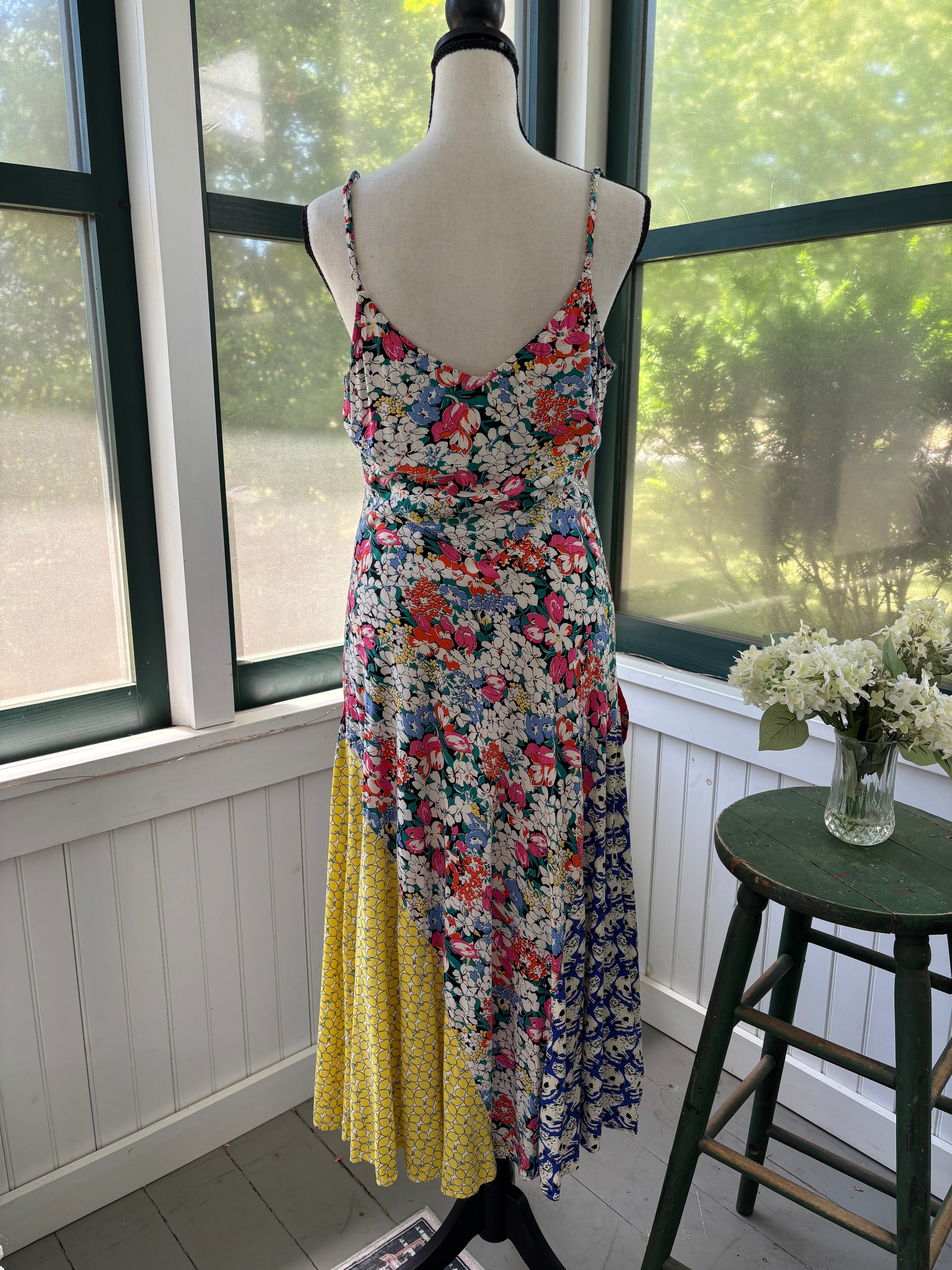 Anthropologie Patchwork Slip Dress | 52 Conversations Colloquial Bias | Size M | Like New