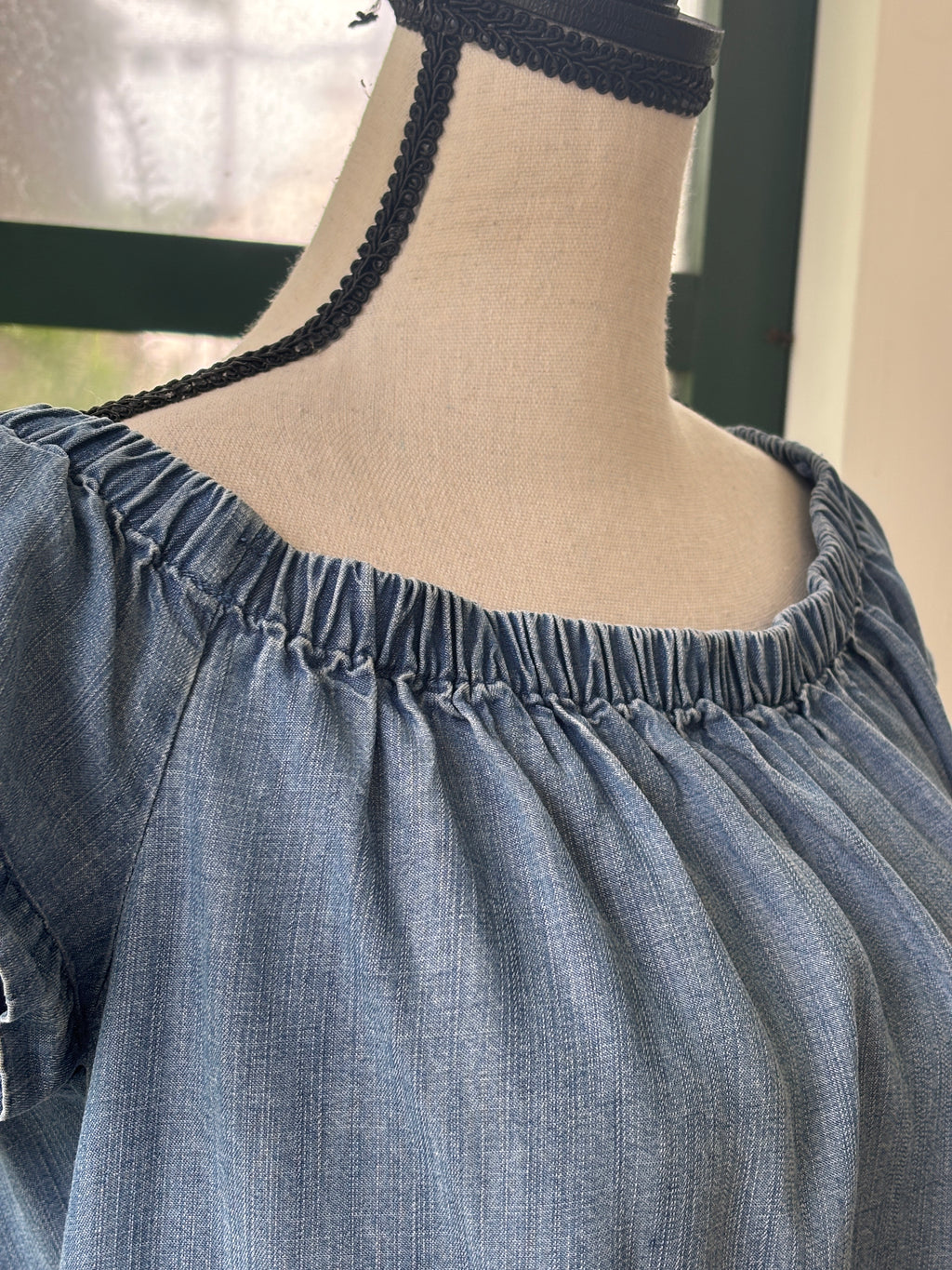 Cloth & Stone Chambray Shift Dress | Tencel Off-Shoulder | Size M | Like New