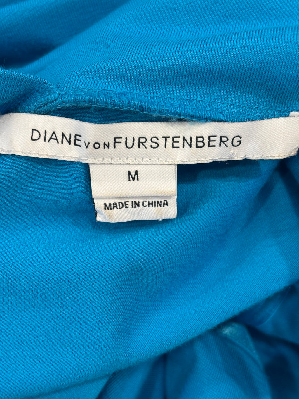 Diane von Furstenberg Ruched Faux-Wrap Dress | Teal Blue | Size M | Like New