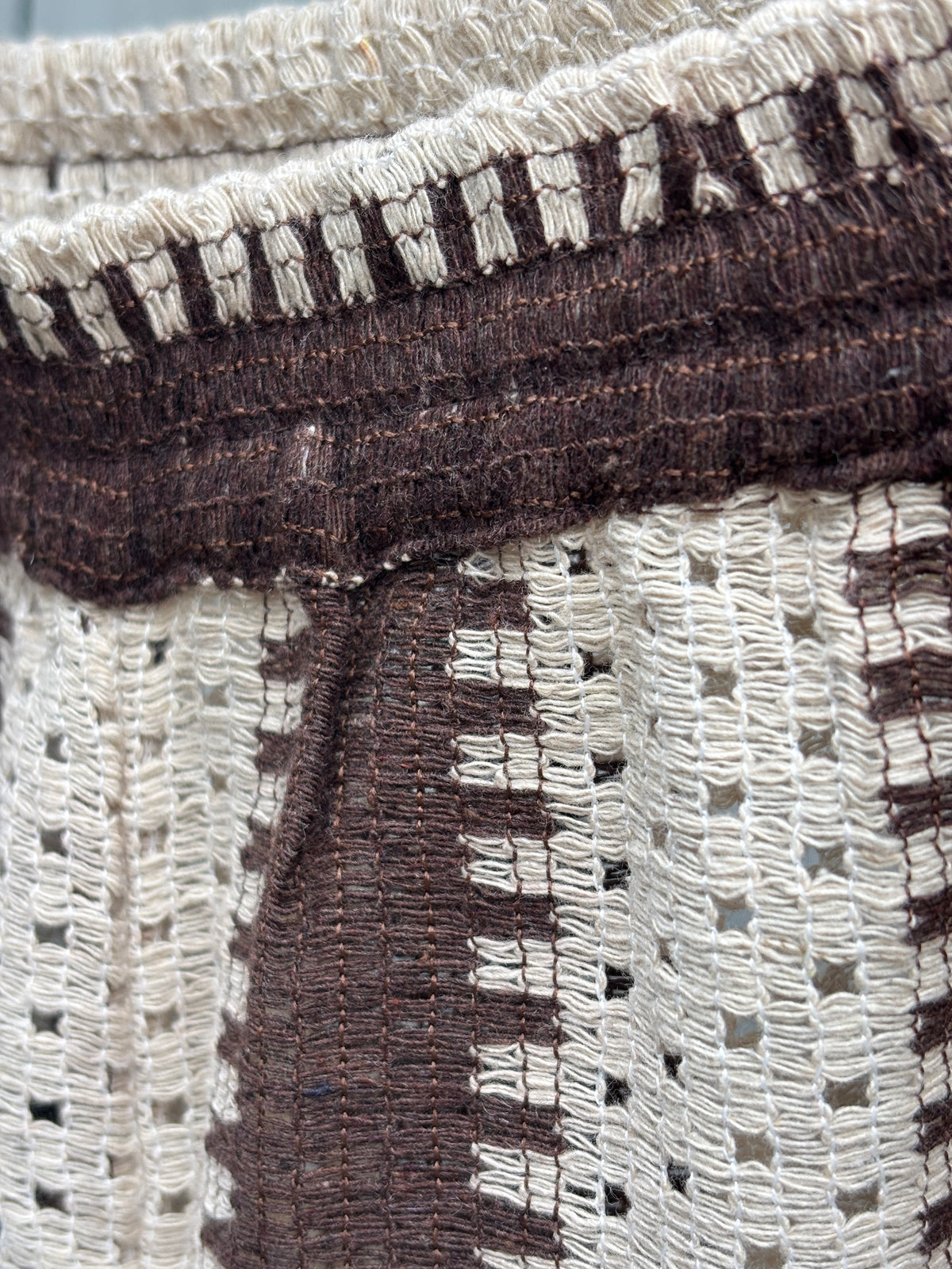 Iisla & Bird Crochet Stripe Wide Leg Pants | Cream & Brown | Size 4 (S) | New With Tags