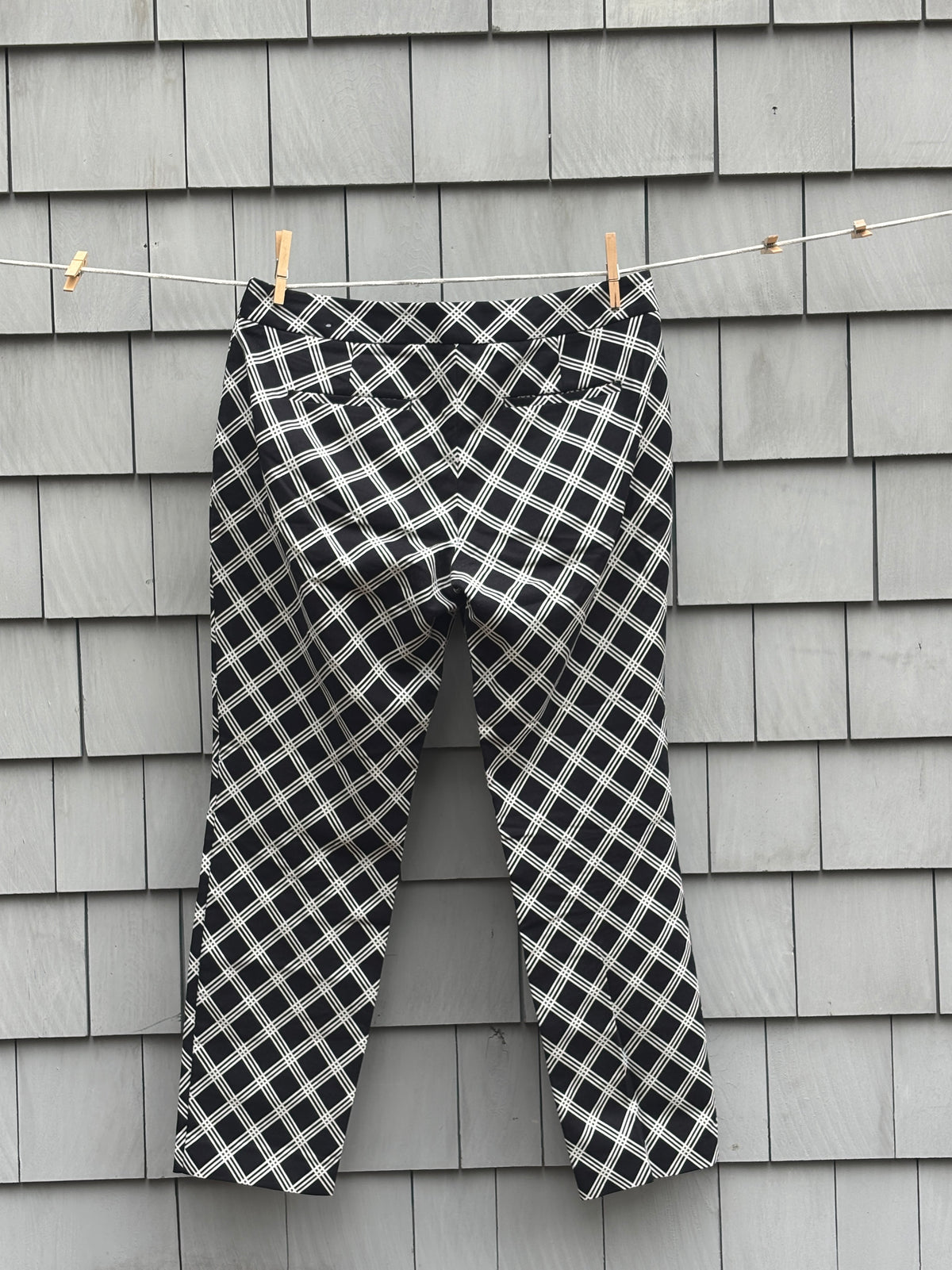 Express Columnist Crop Pant | Black & White Diagonal Plaid | Size 8 | New With Tags