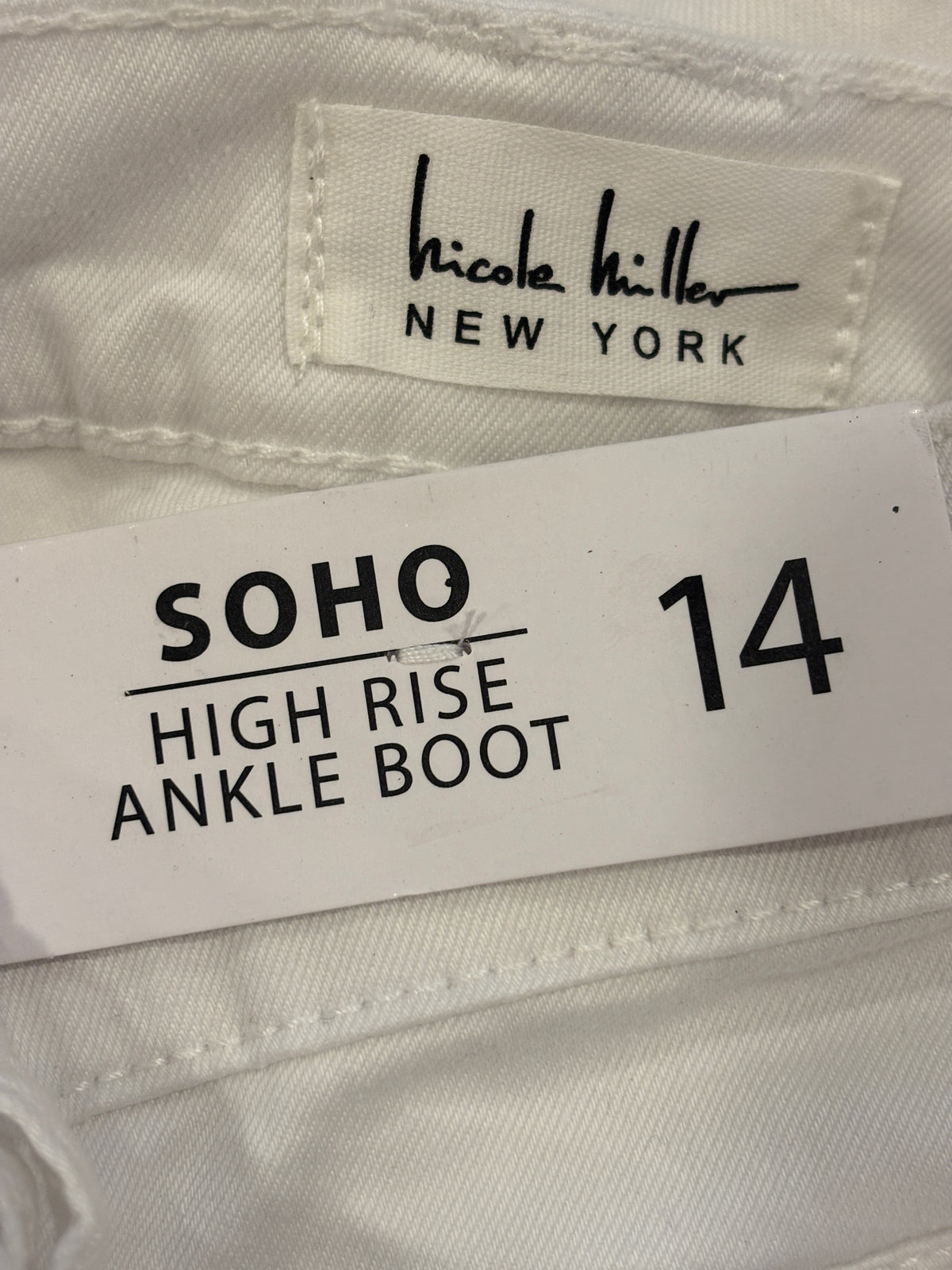 Nicole Miller New York Soho High Rise Ankle Boot Jean | White | Size 14 | New With Tags