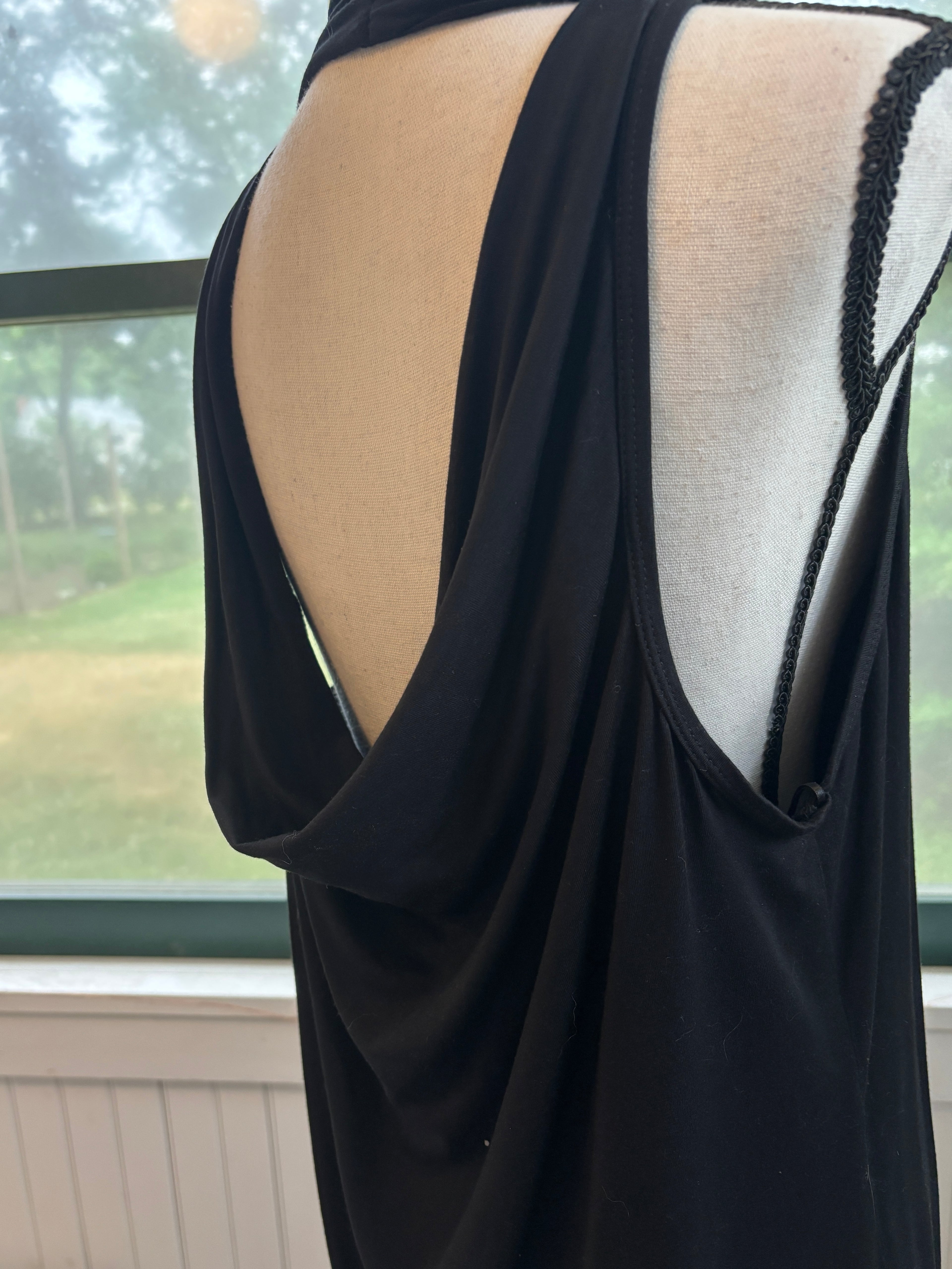 Trina Turk Cowl Neck Open Back Tank | Black | Size XL | Like New