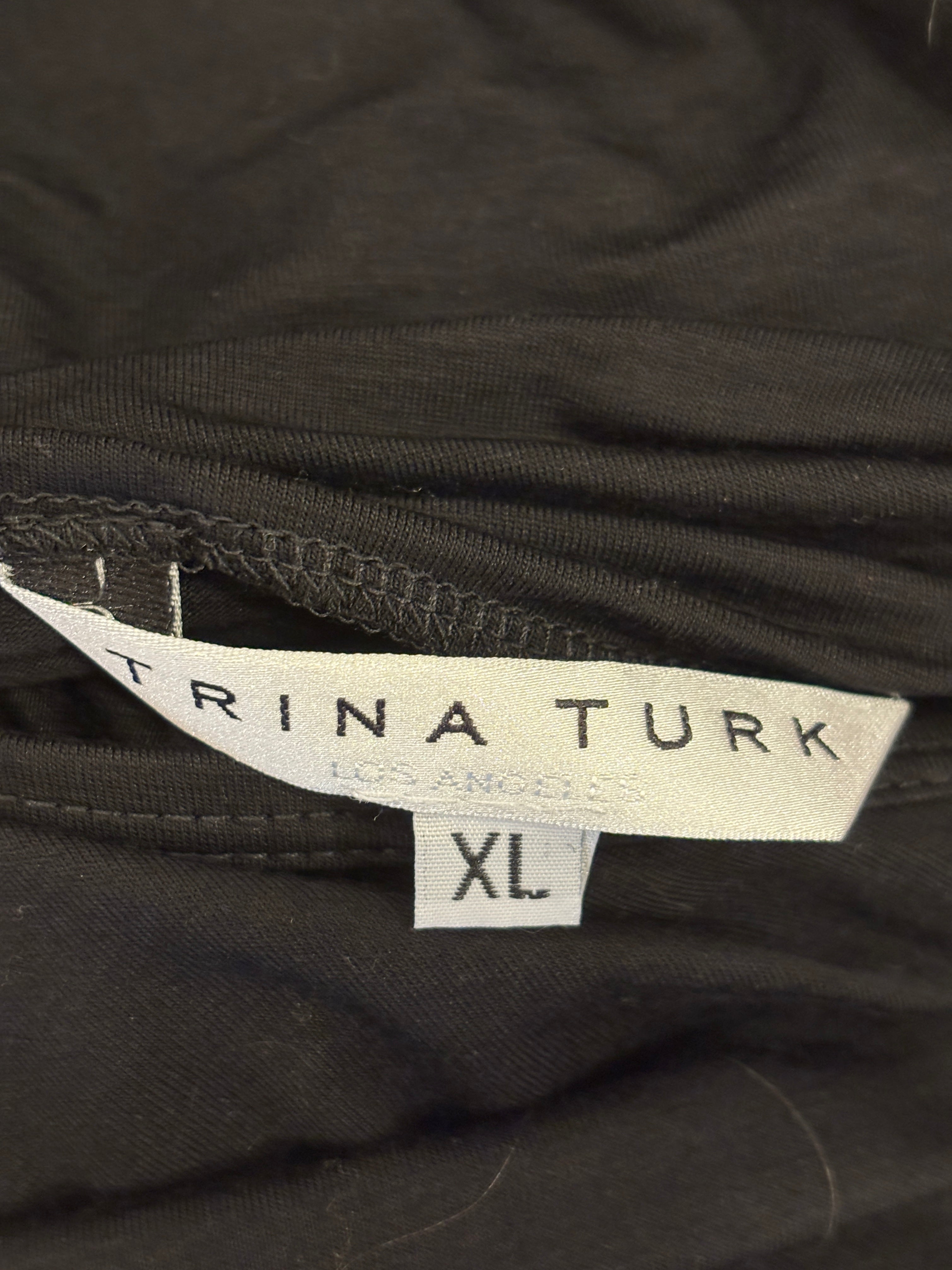 Trina Turk Cowl Neck Open Back Tank | Black | Size XL | Like New