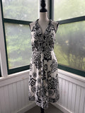 White House Black Market Black & White Damask Silk Halter Midi Dress | Size 6 | Like New
