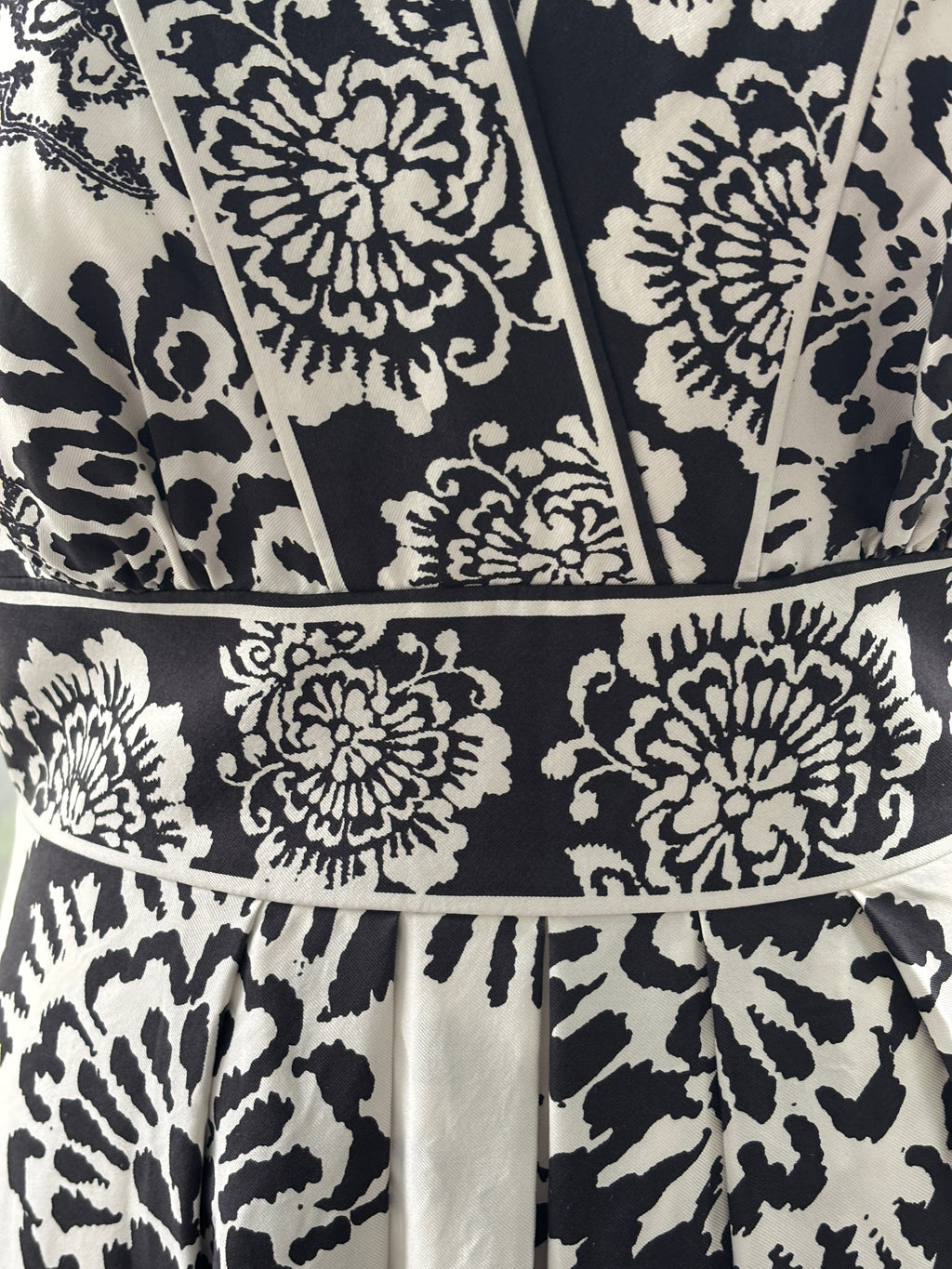 White House Black Market Black & White Damask Silk Halter Midi Dress | Size 6 | Like New