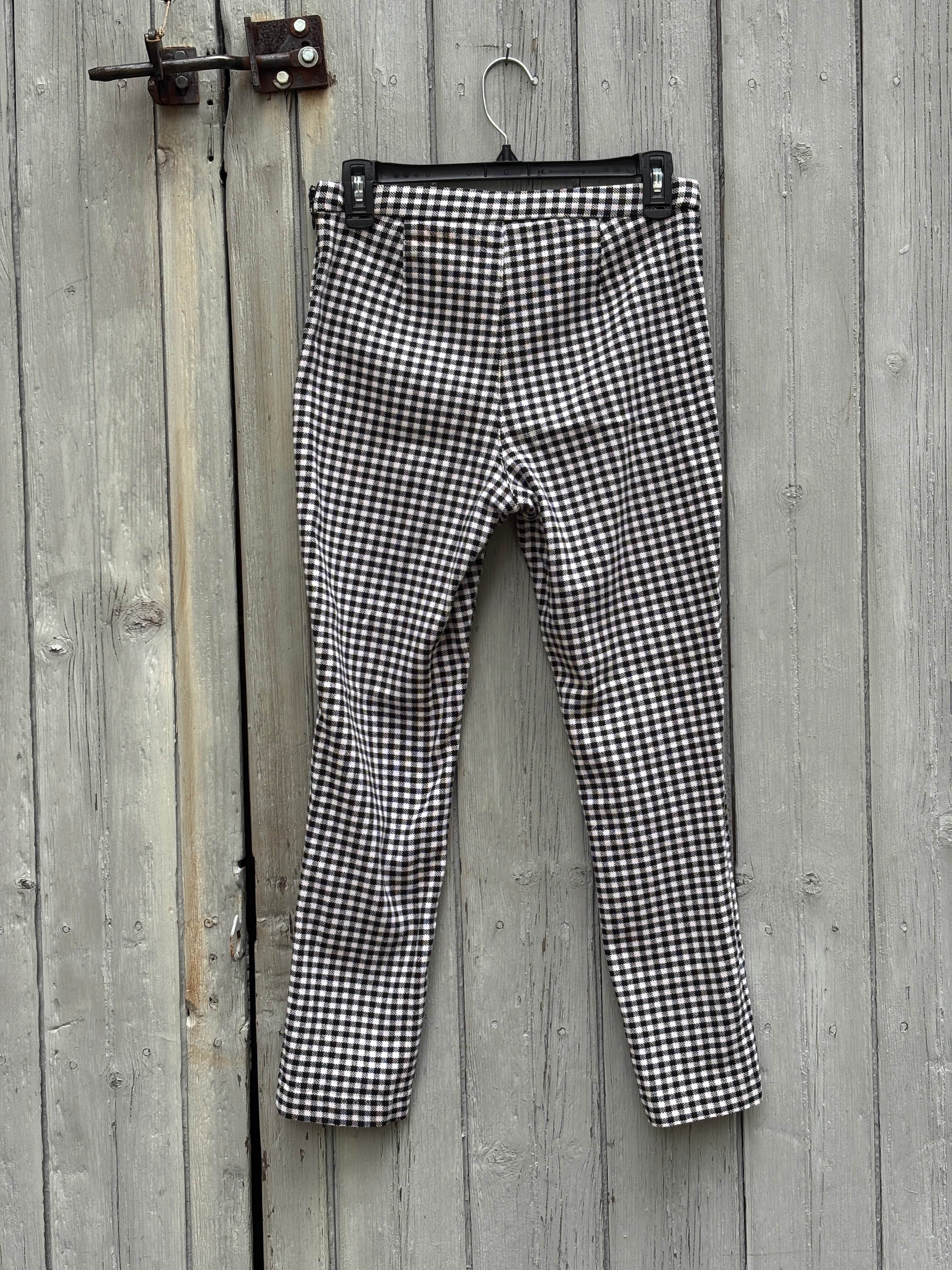 Free People Black & White Gingham Skinny Crop Pants | Size 6 | Like New