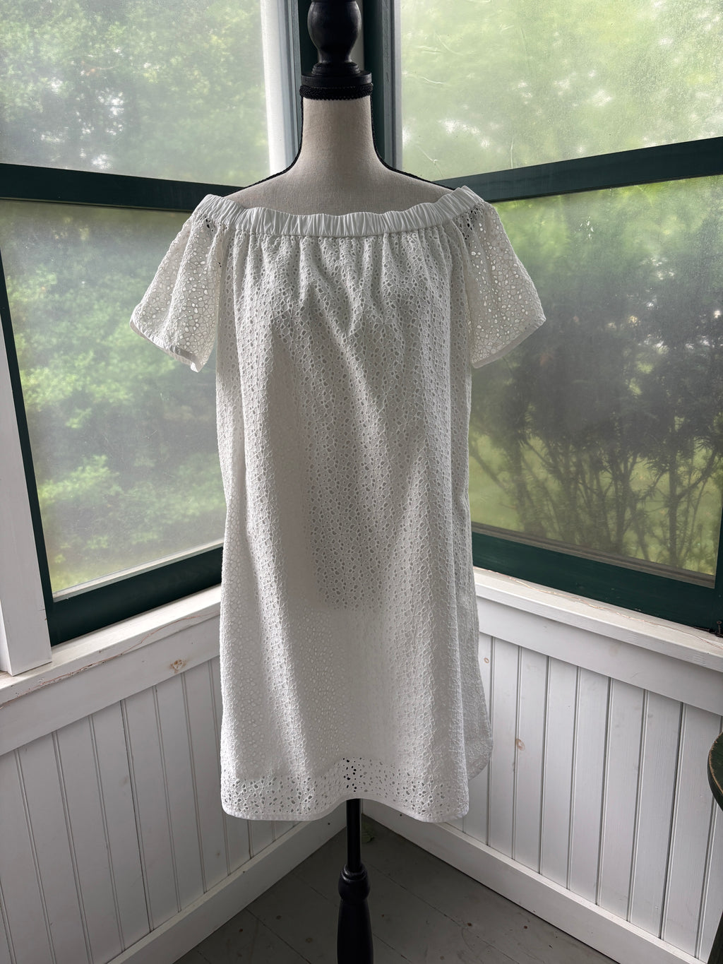 rag & bone Flavia White Eyelet Off-the-Shoulder Mini Dress | Size S/M | Like New