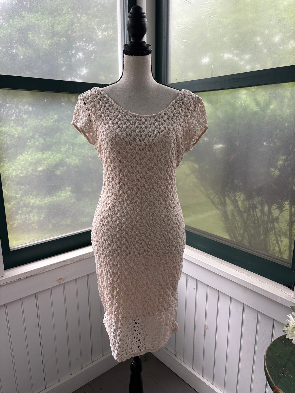 Free People Cream Crochet Lace Midi Dress | Cap Sleeve | Size SP | Like New