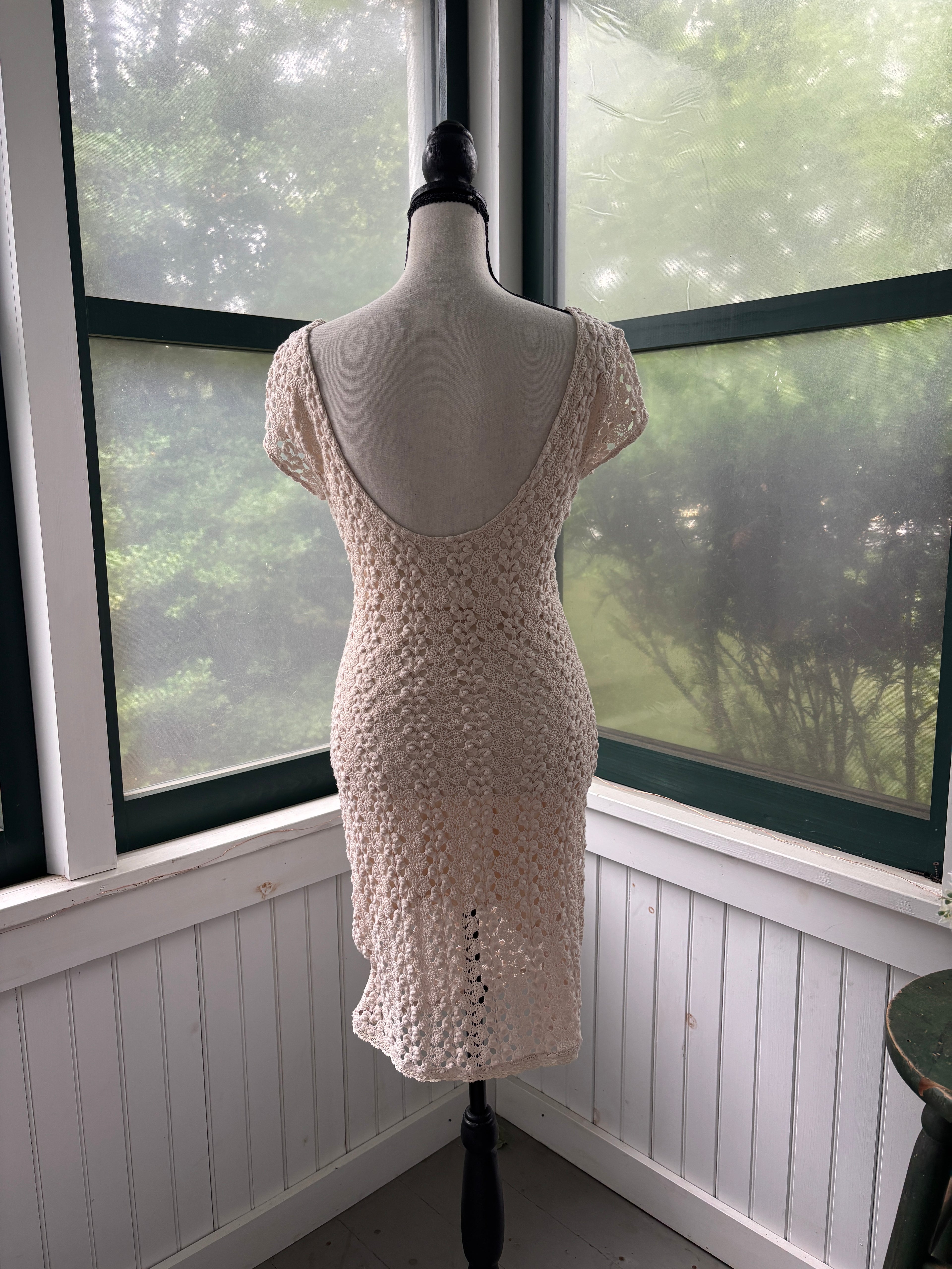 Free People Cream Crochet Lace Midi Dress | Cap Sleeve | Size SP | Like New