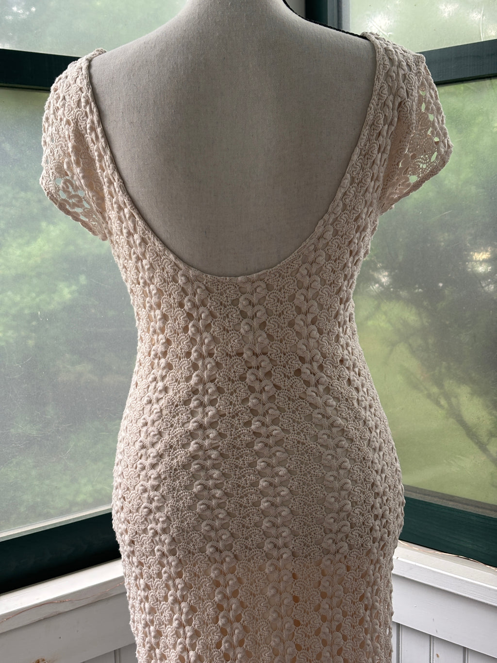 Free People Cream Crochet Lace Midi Dress | Cap Sleeve | Size SP | Like New