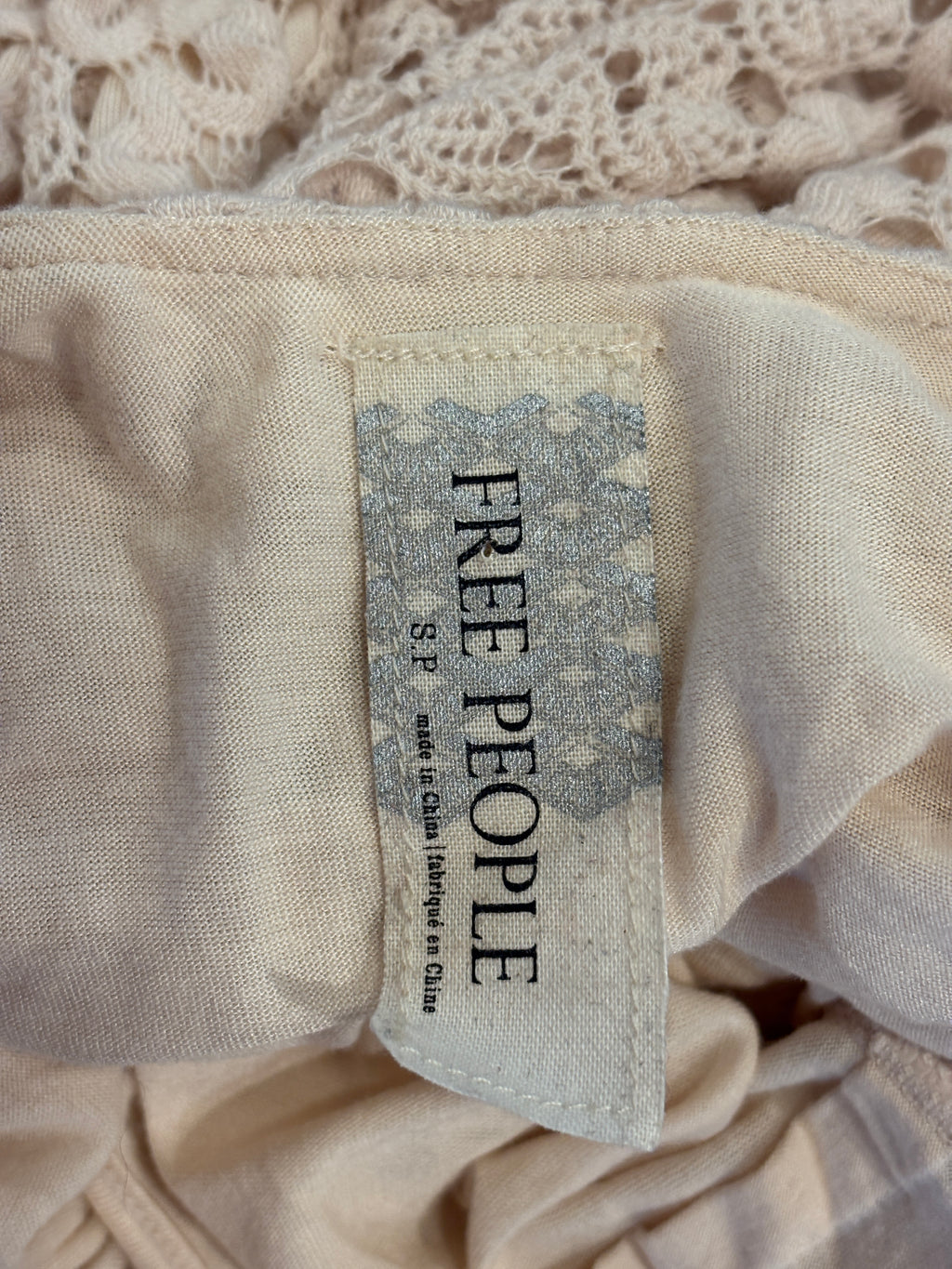 Free People Cream Crochet Lace Midi Dress | Cap Sleeve | Size SP | Like New
