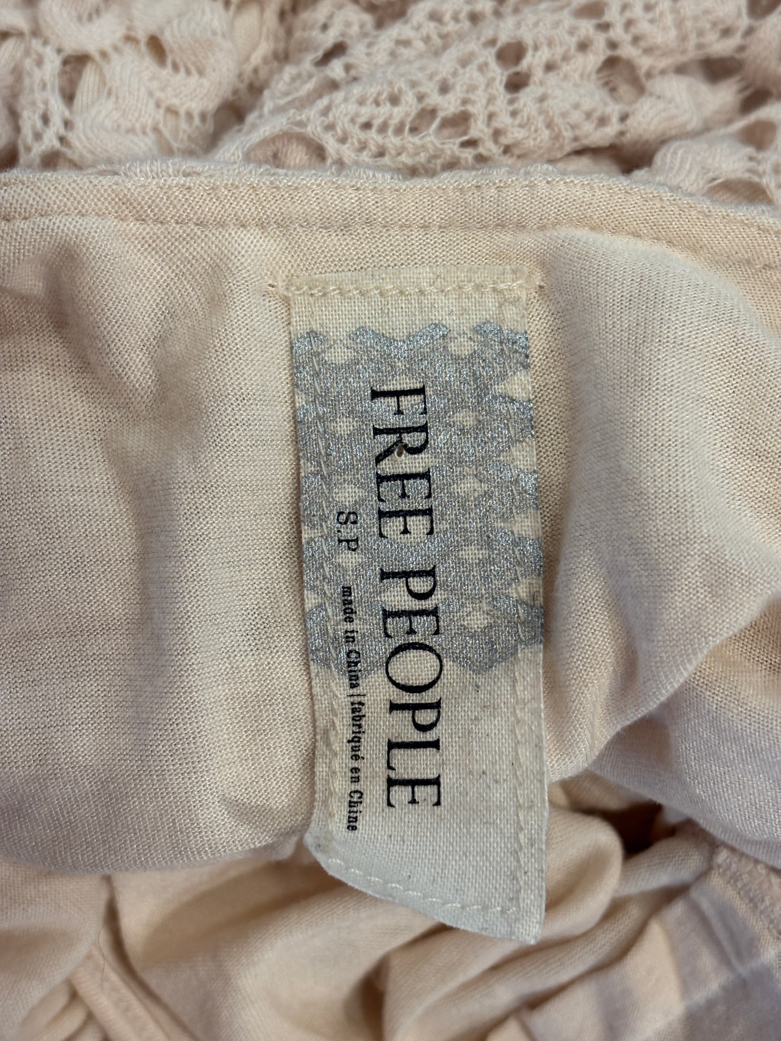Free People Cream Crochet Lace Midi Dress | Cap Sleeve | Size SP | Like New