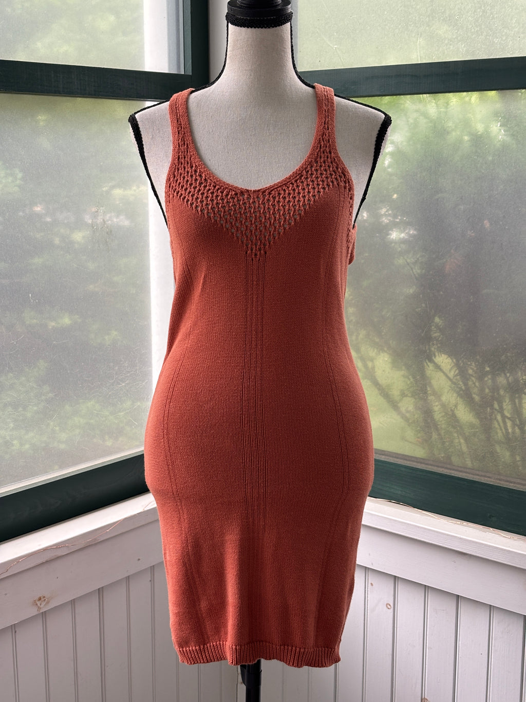 Free People Open-Back Knit Mini Dress | Terracotta | XS Petite | Like New