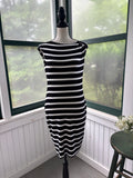 Calvin Klein Black & White Stripe Knit Midi Dress | Boat Neck | Size 6 | Like New