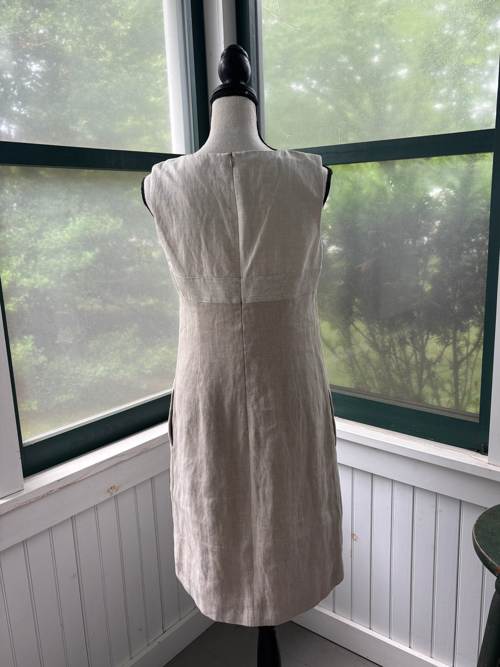 S Max Mara Linen & Cotton Blend Sleeveless Shift Dress | Natural | Size 6 (US) | Like New