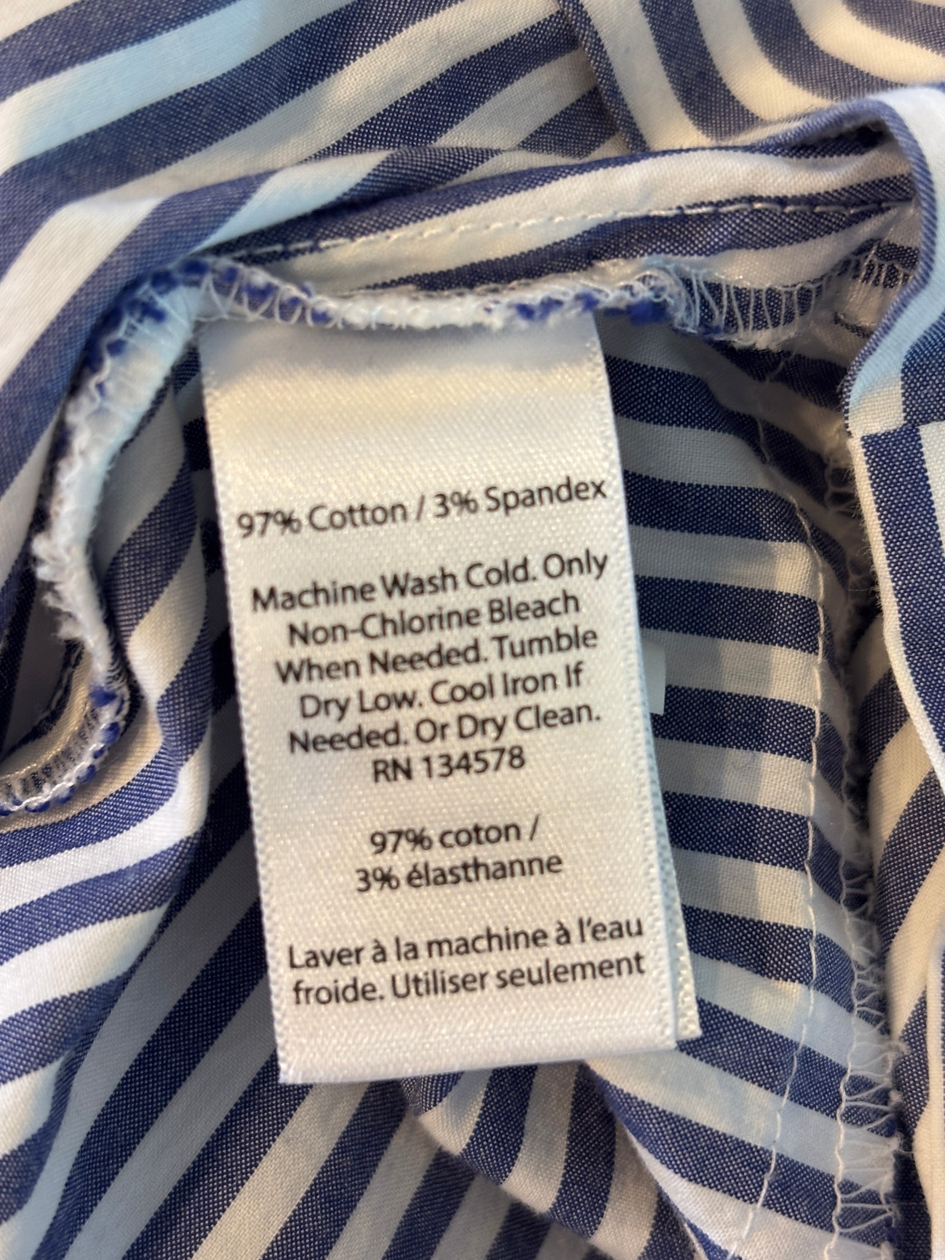 Vineyard Vines Navy & White Stripe Sleeveless Top | Back Bow Ruffle | Size 10 | Like New