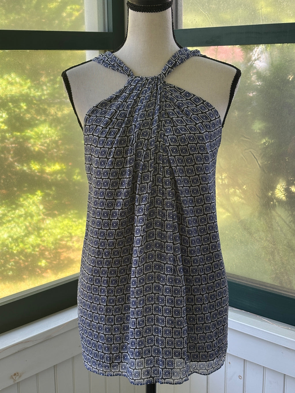 Diane von Furstenberg Geometric Print Twisted Halter Top | Size 4 | Like New