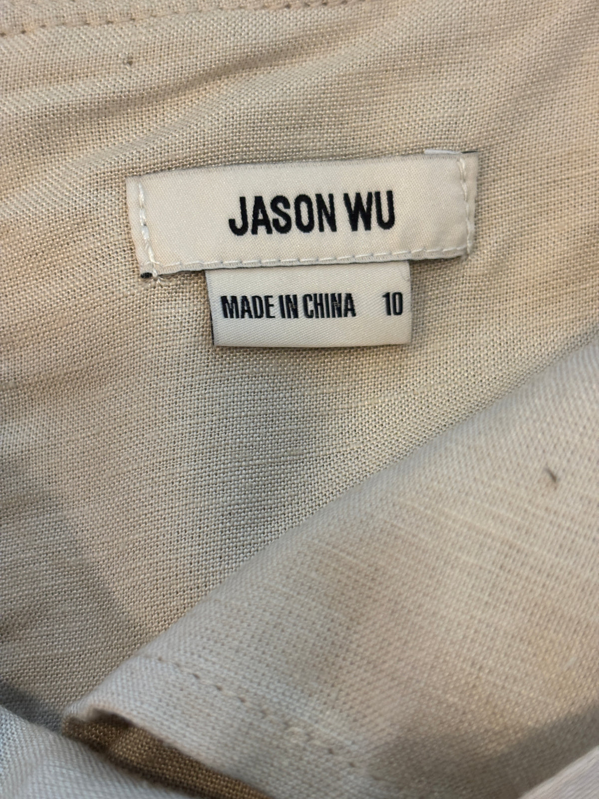 Jason Wu Natural Linen Blend Crop Top | Shell Fringe Hem | Size 10 | New with Tags