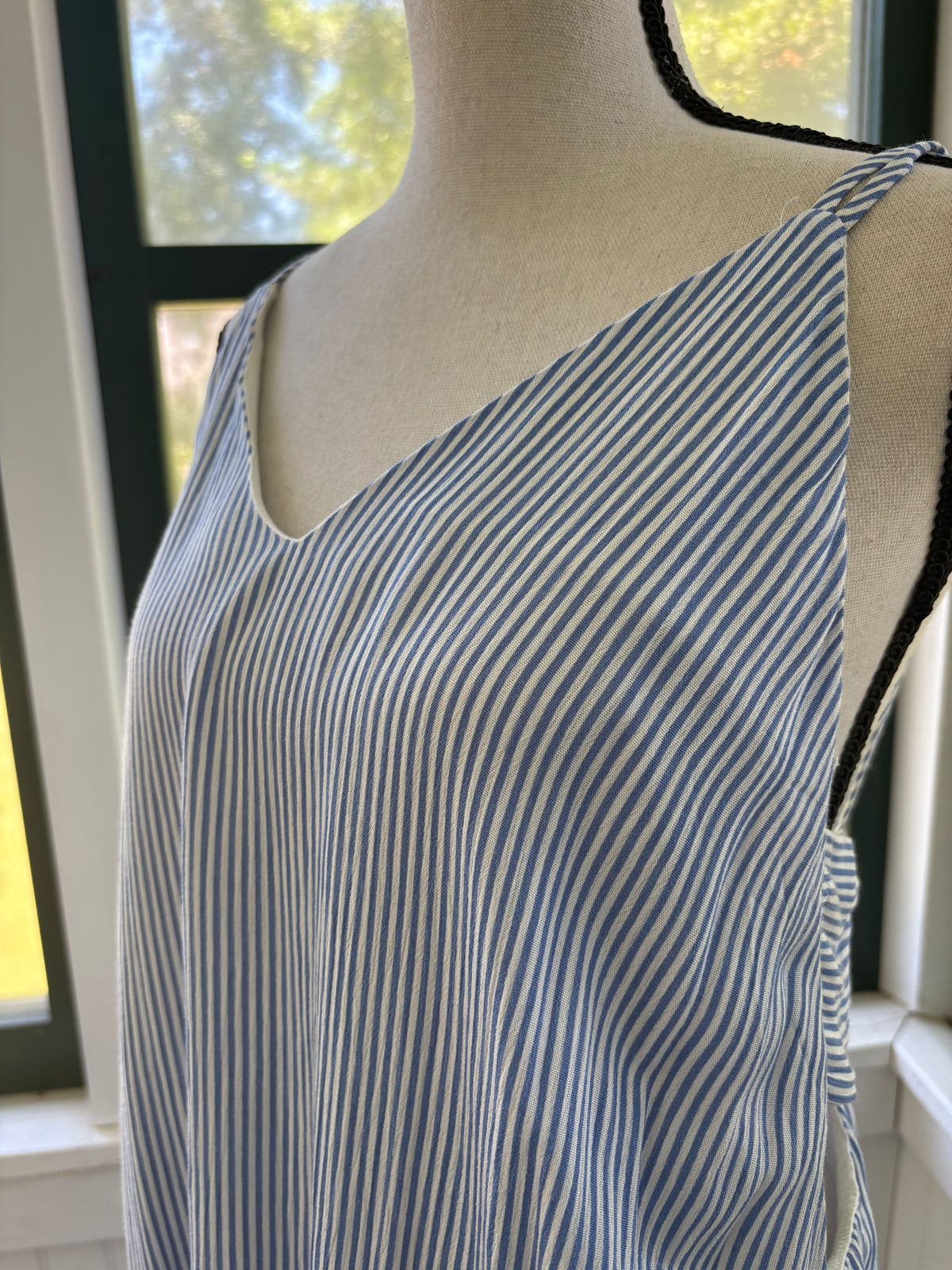 Lulus Blue & White Stripe Swing Mini Dress | Tie Open Back | Size M | New with Tags