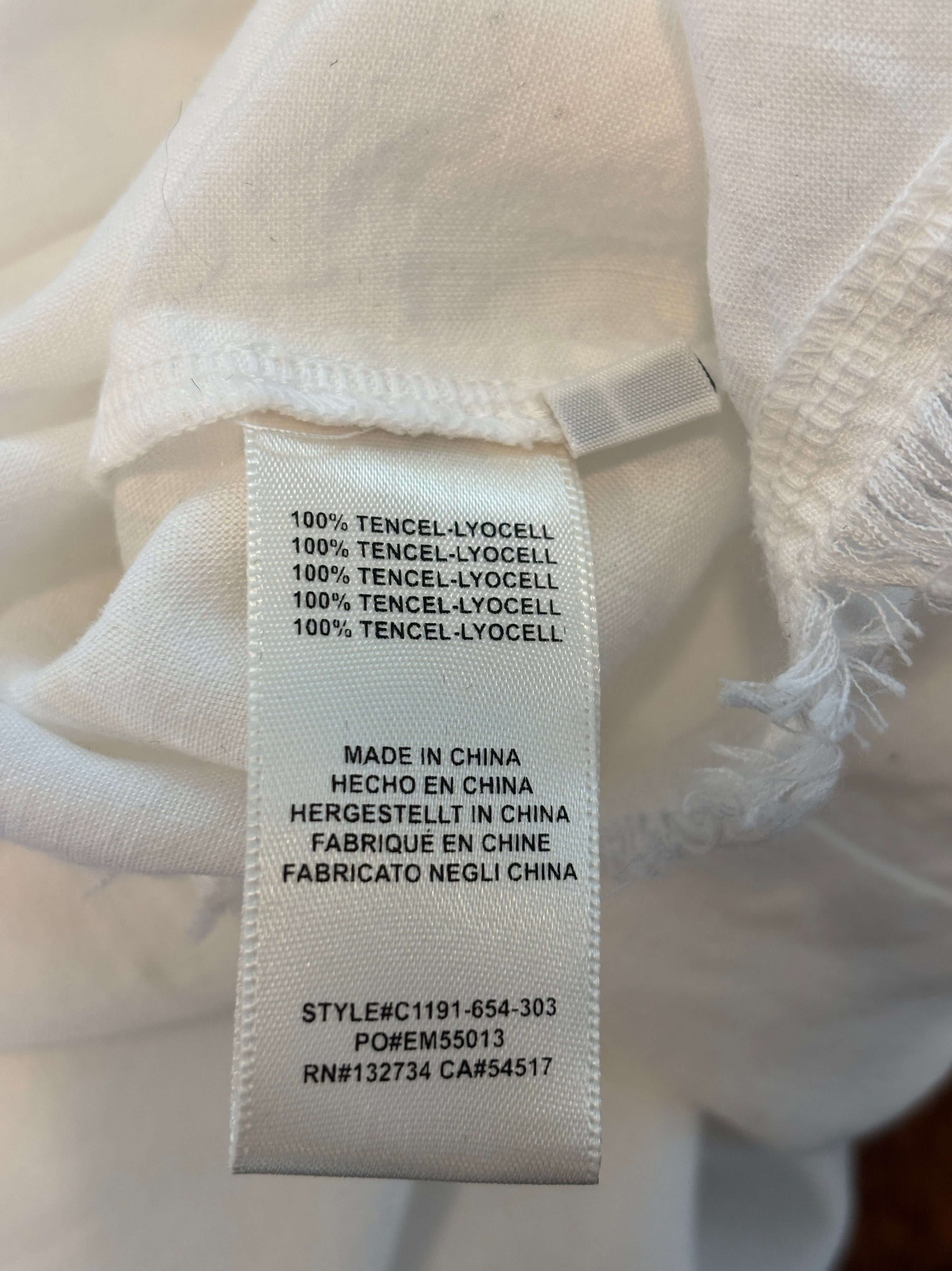 Cloth & Stone Star Embroidered Shirt Dress | White Tencel | Size L | Like New